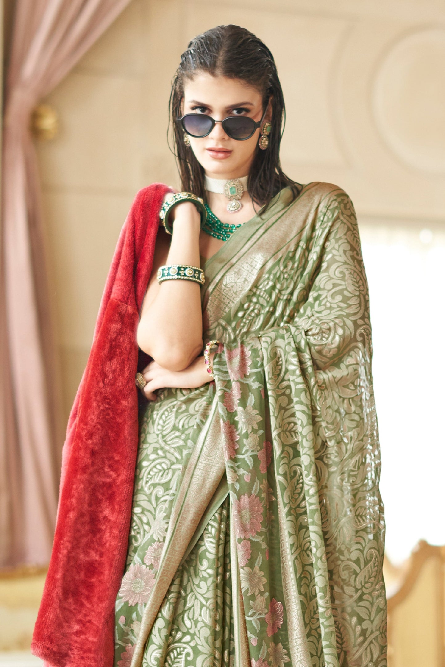 Light Green Printed Georgette Saree-SAR10201_3_SareeButa.com