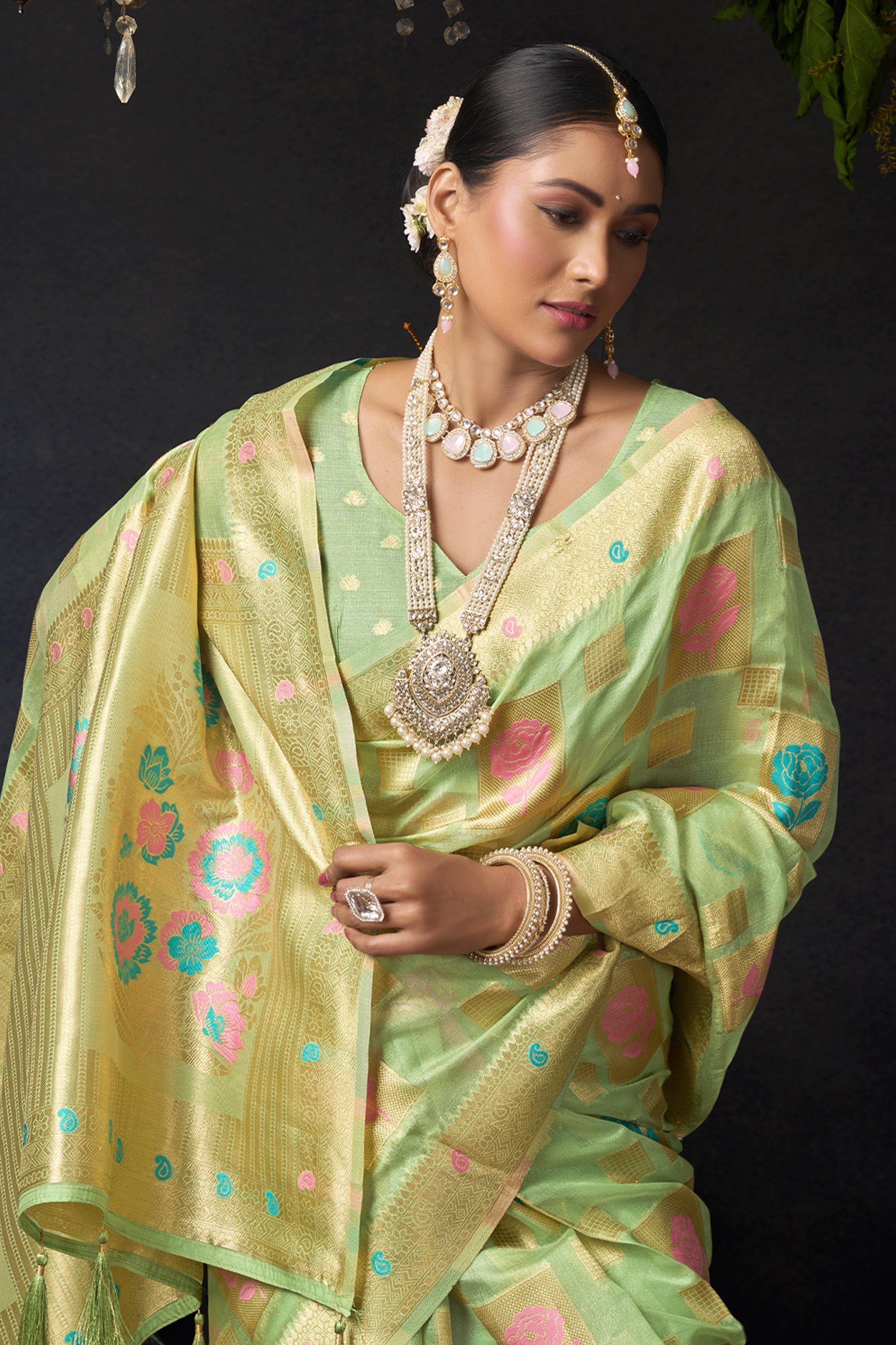 Light Green Woven Organza Saree-SAR12617_2_SareeButa.com