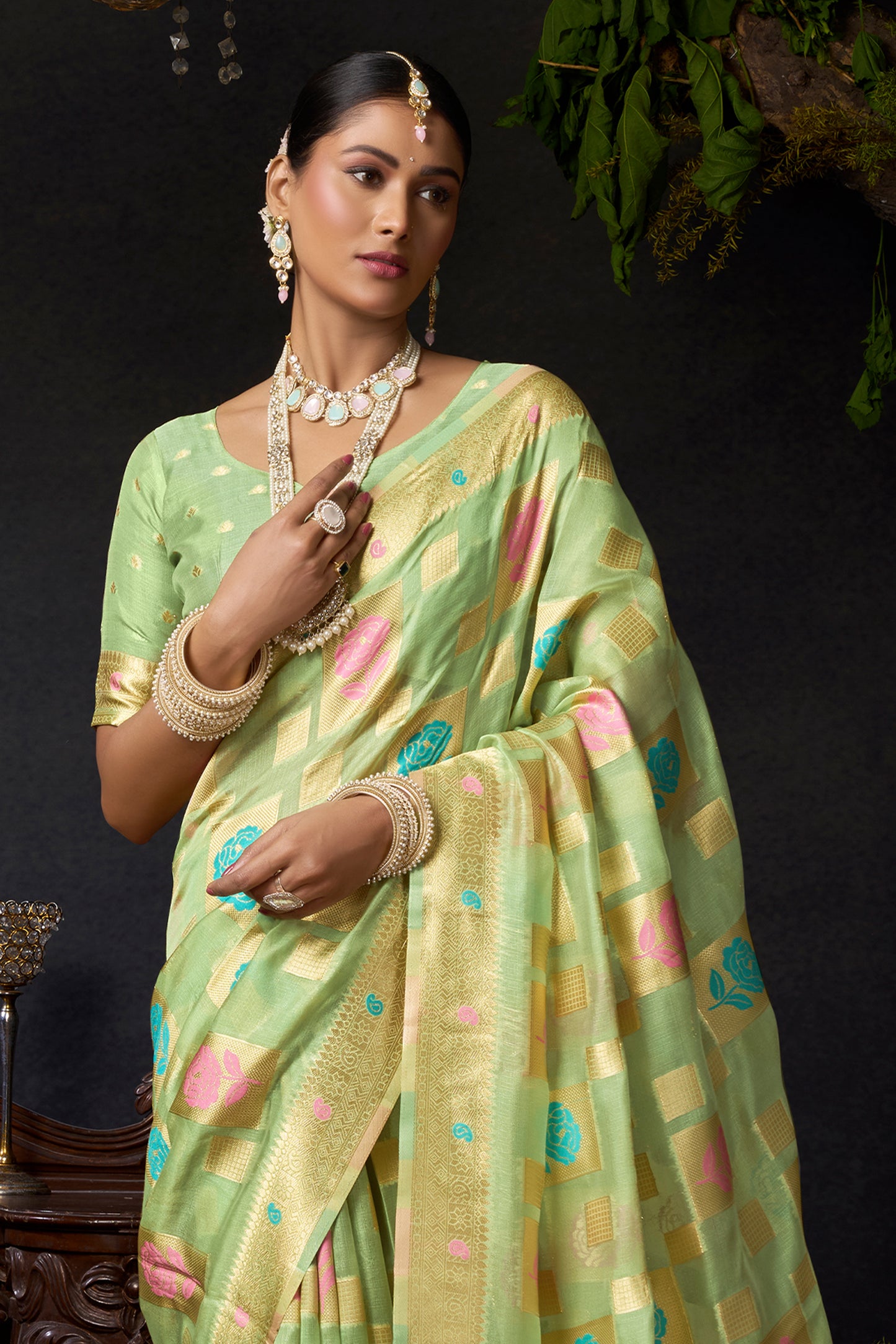 Light Green Woven Organza Saree-SAR12617_4_SareeButa.com