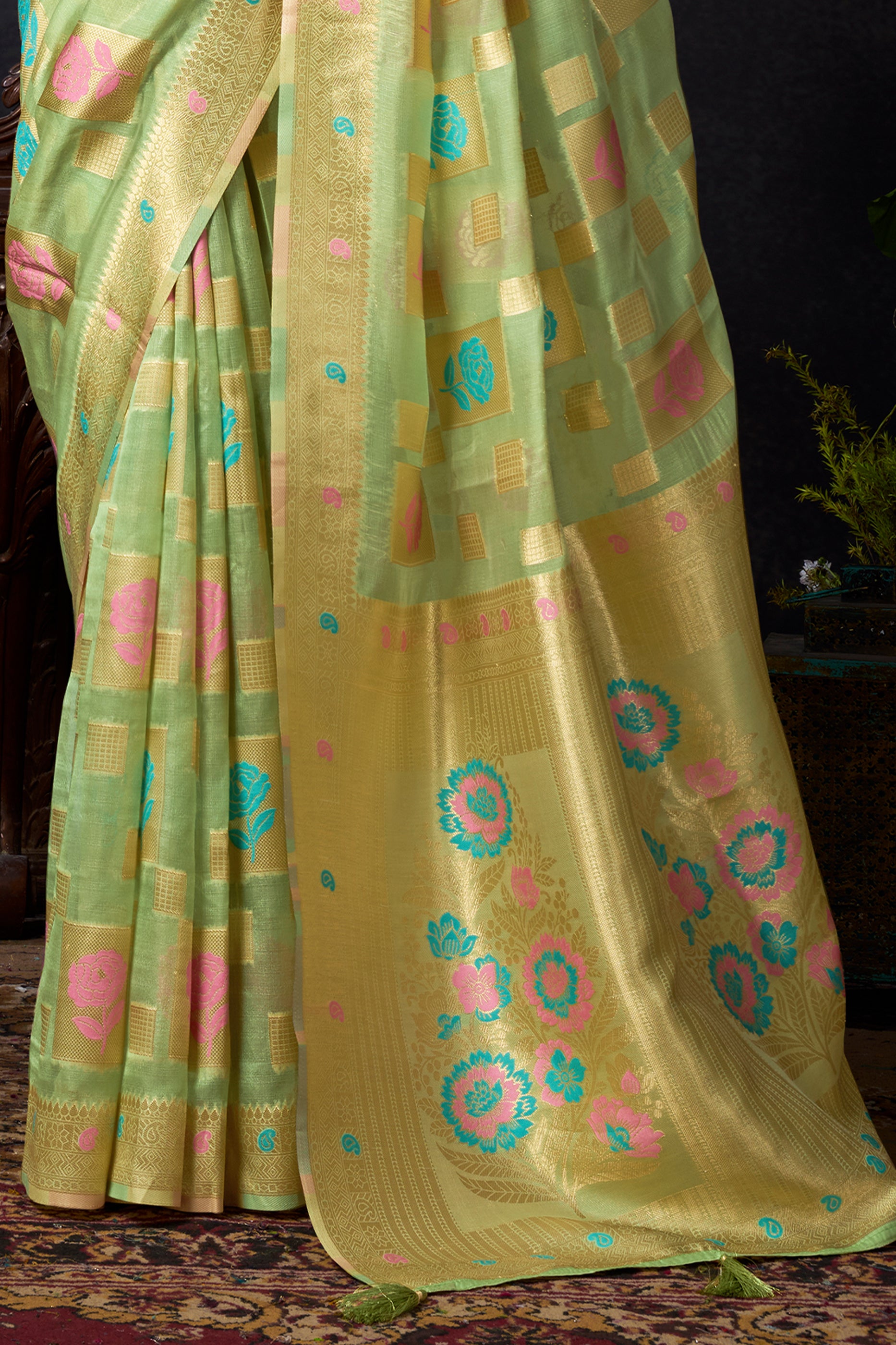 Light Green Woven Organza Saree-SAR12617_5_SareeButa.com