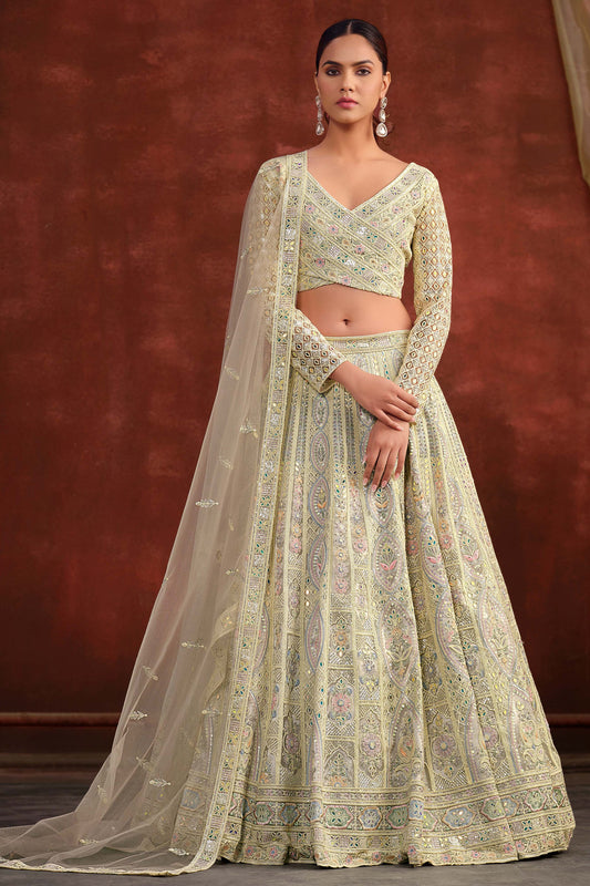 Light Grey Embroidered Semi-Stitched Net Lehenga-SAR10345_1_SareeButa.com