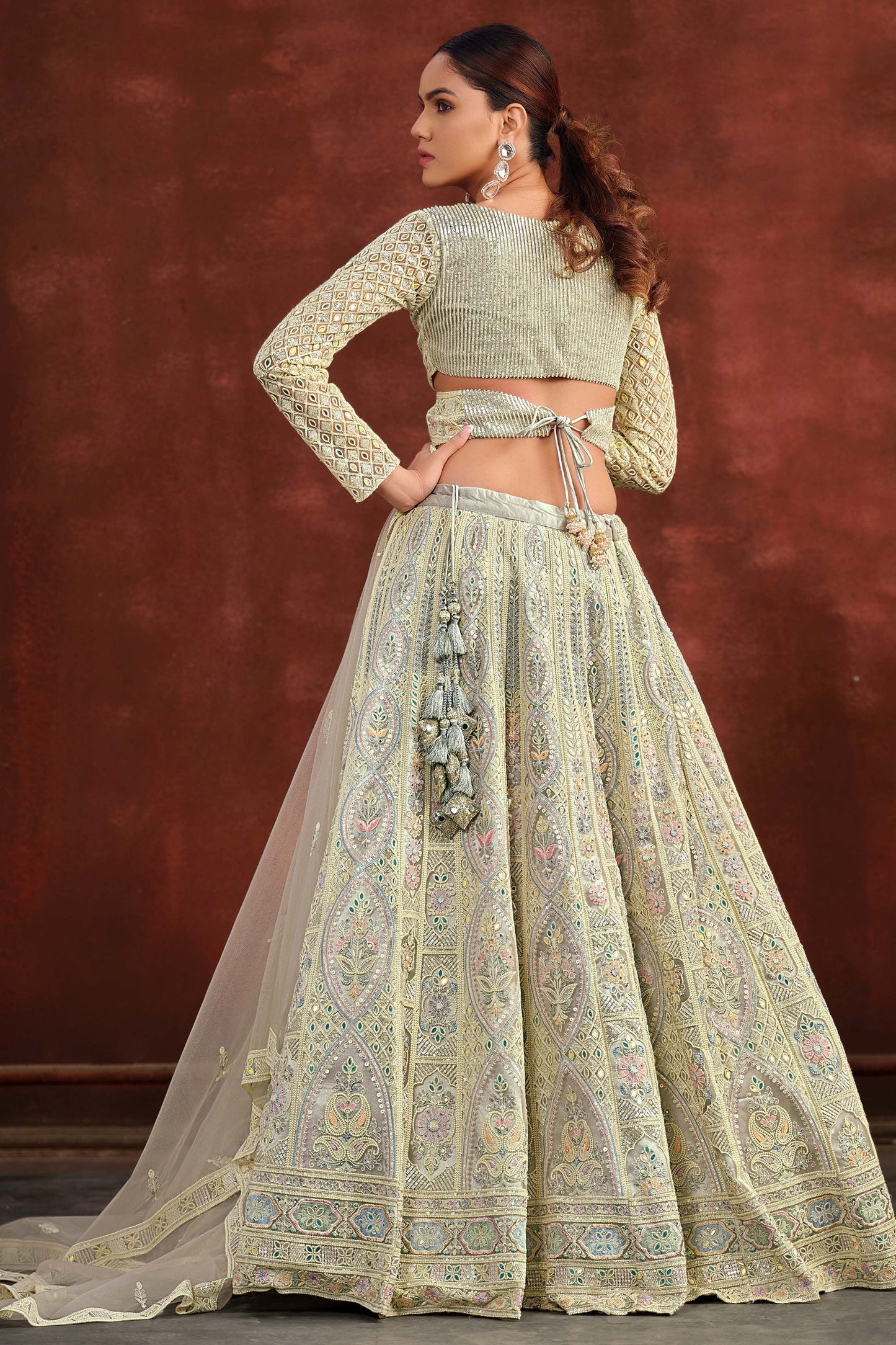 Light Grey Embroidered Semi-Stitched Net Lehenga-SAR10345_4_SareeButa.com