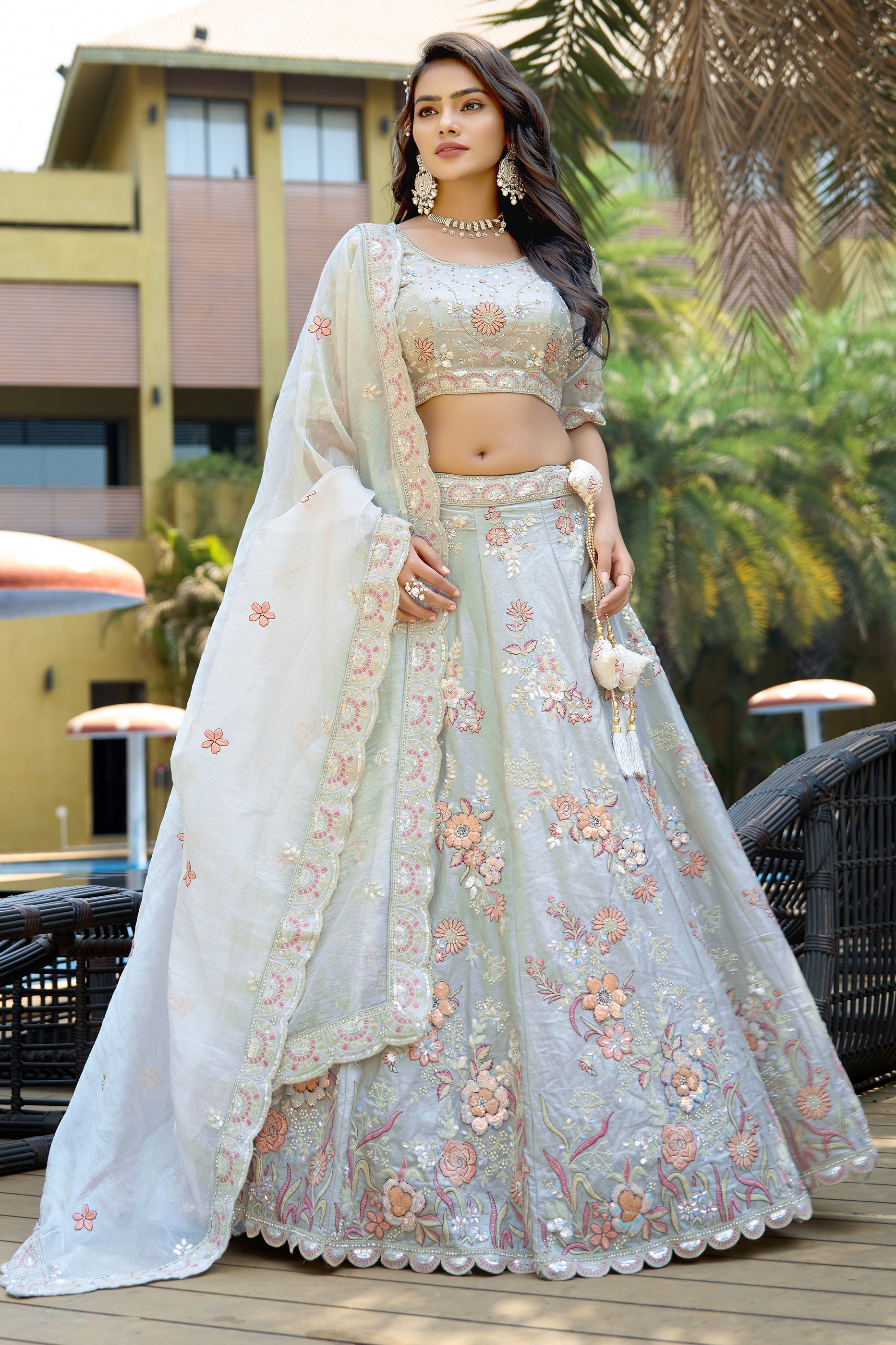 Light Grey Semi-Stitched Embroidered Silk Lehenga-SAR10727_1_SareeButa.com