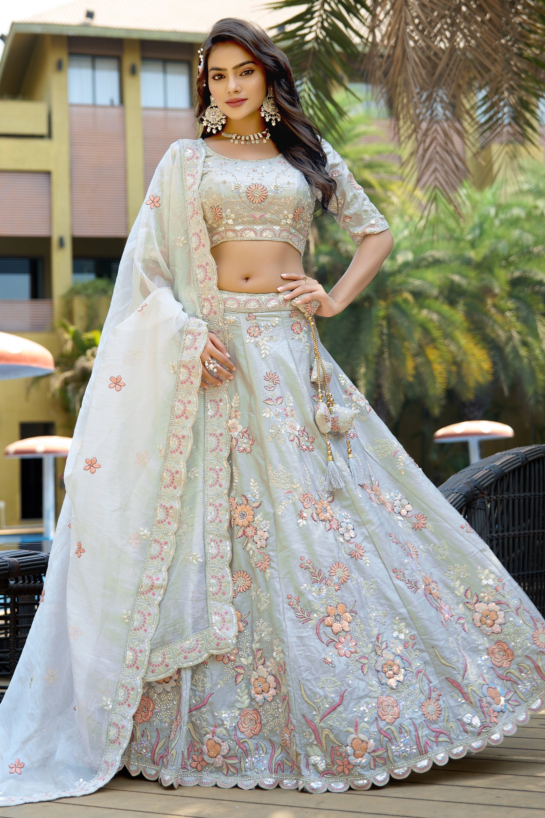 Light Grey Semi-Stitched Embroidered Silk Lehenga-SAR10727_4_SareeButa.com