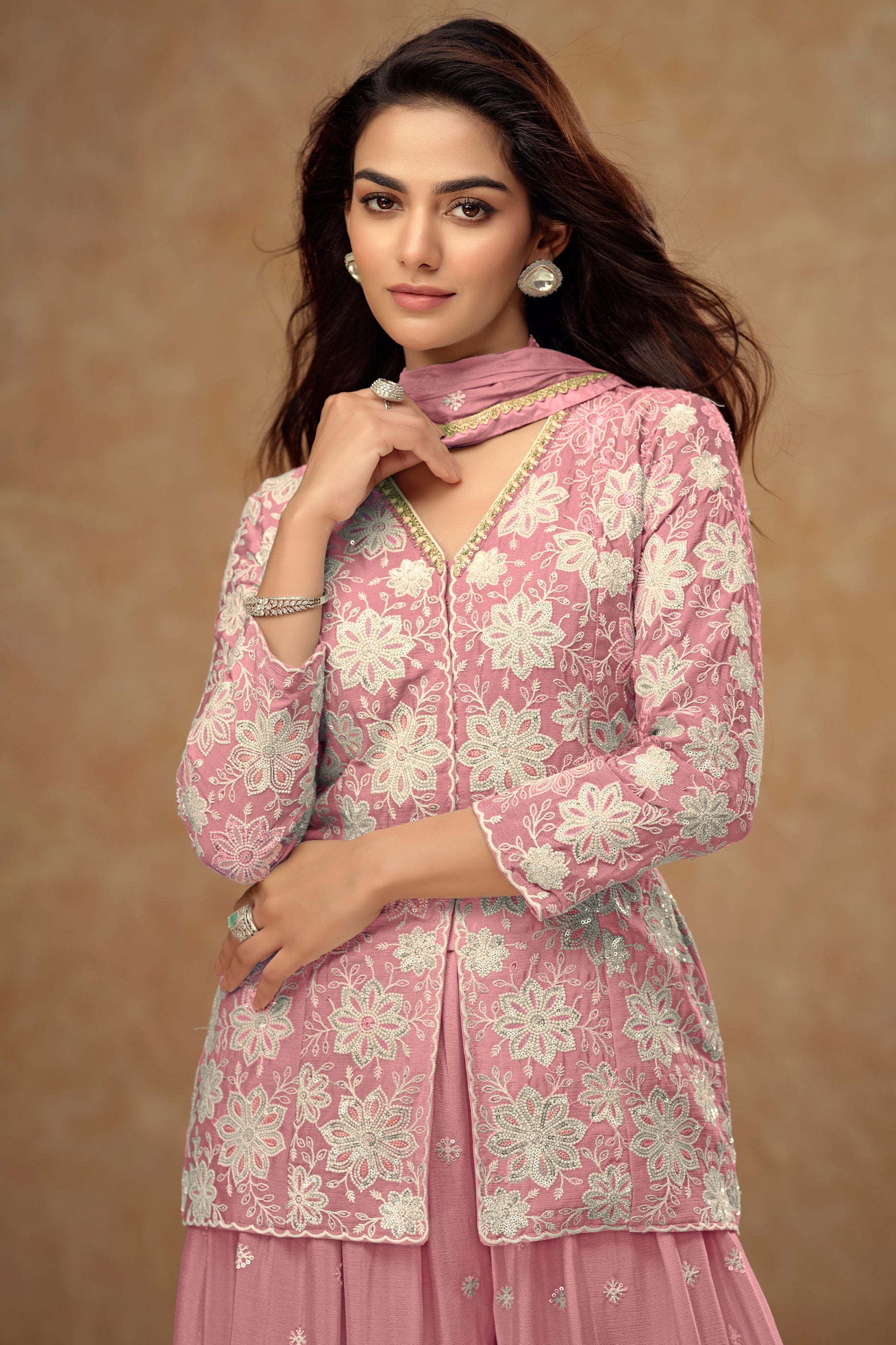 Light Pink Readymade Embroidered Chinon Palazzo Suit-SAR10803_2_SareeButa.com