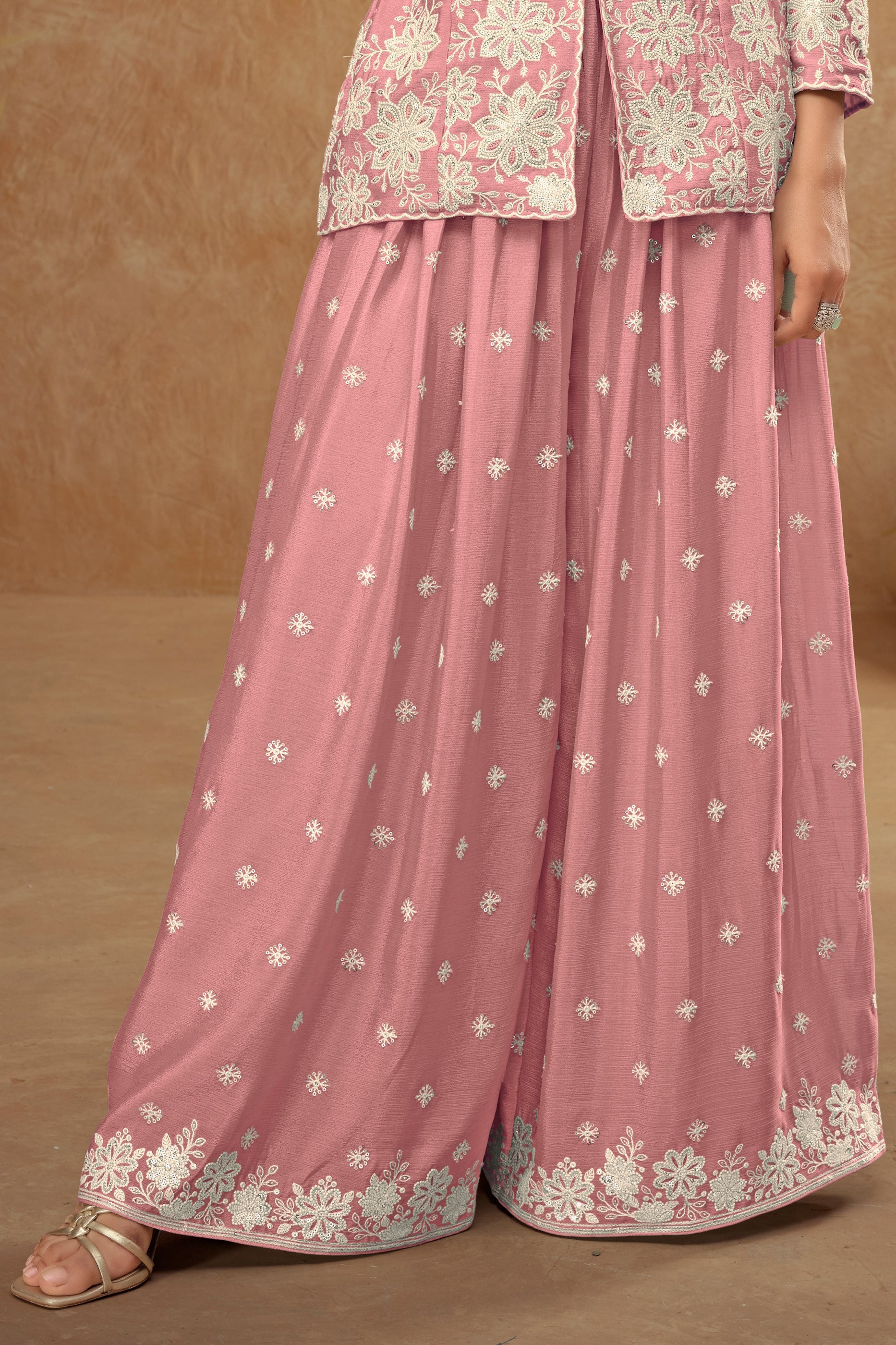 Light Pink Readymade Embroidered Chinon Palazzo Suit-SAR10803_4_SareeButa.com