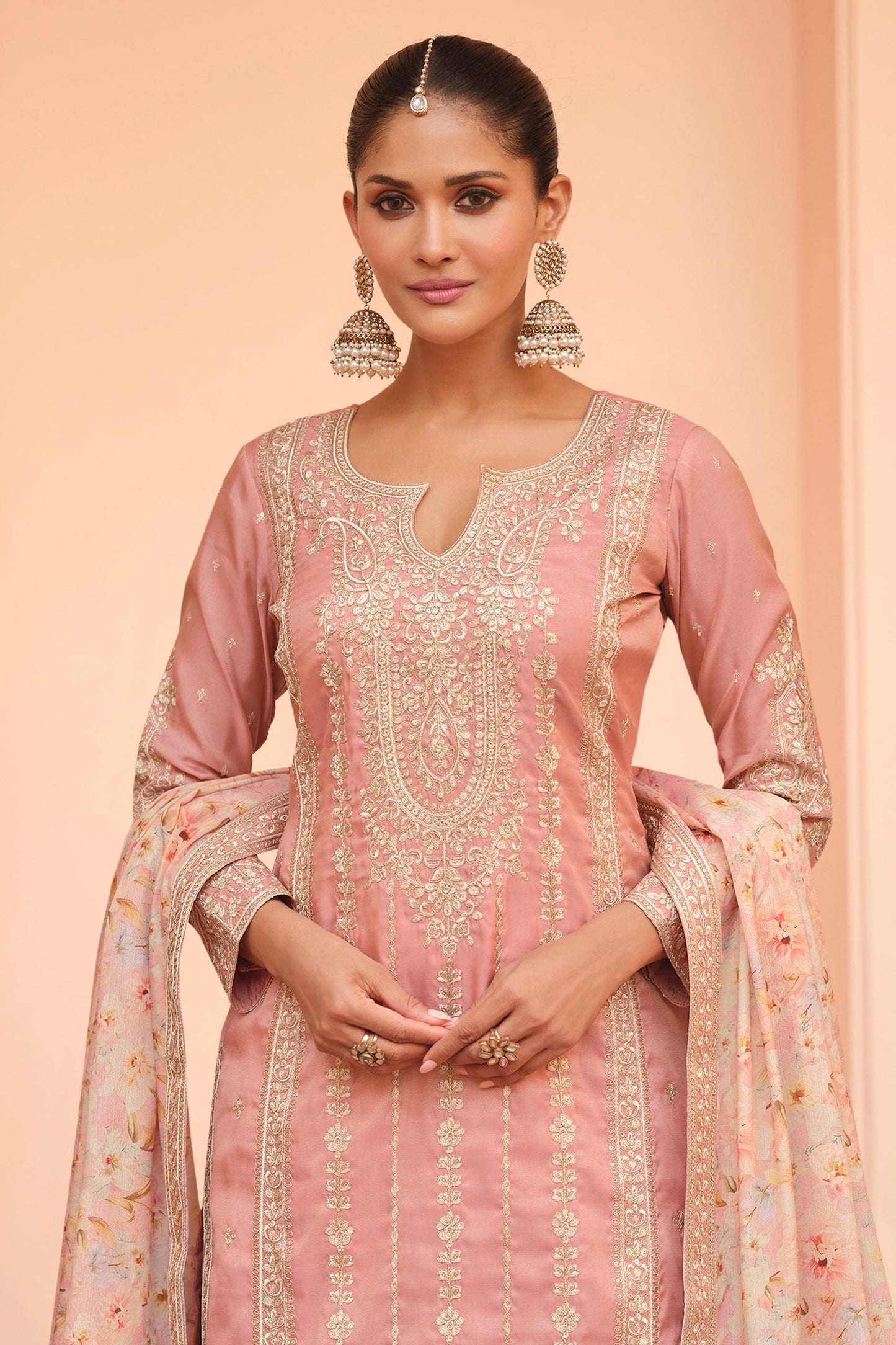 Light Pink Readymade Embroidered Simar Silk Suit-SAR10649_3_SareeButa.com