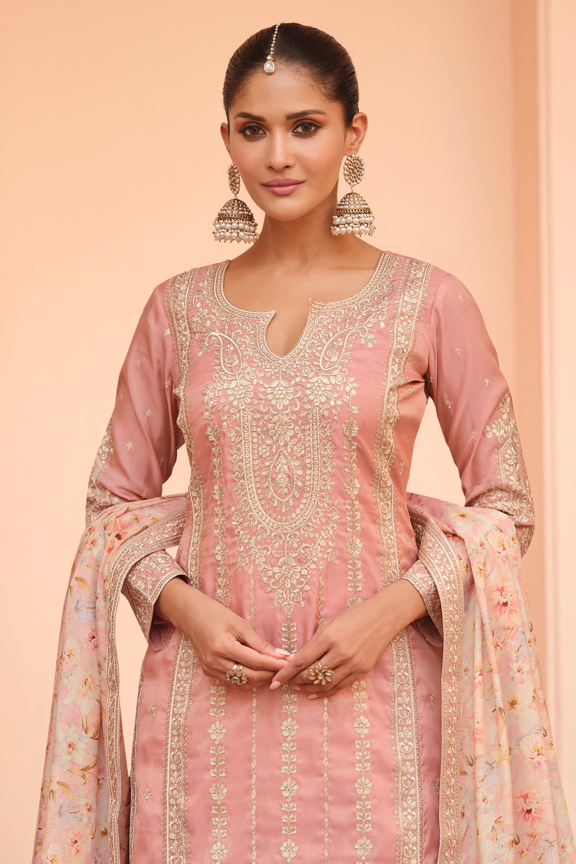 Light Pink Readymade Embroidered Simar Silk Suit-SAR10649_3_SareeButa.com