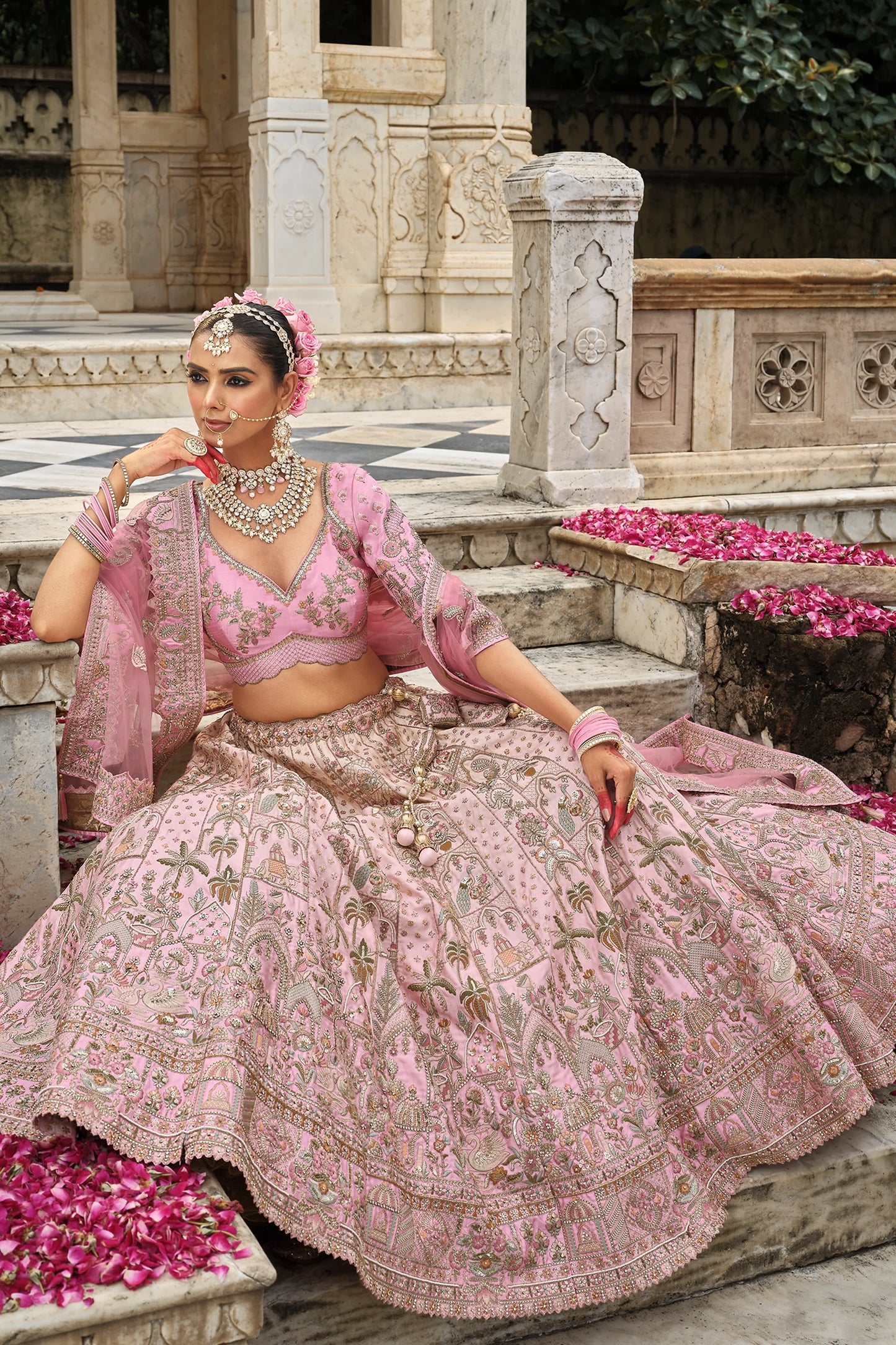 Light Pink Semi-Stitched Embroidered Silk Lehenga-SAR10543_2_SareeButa.com