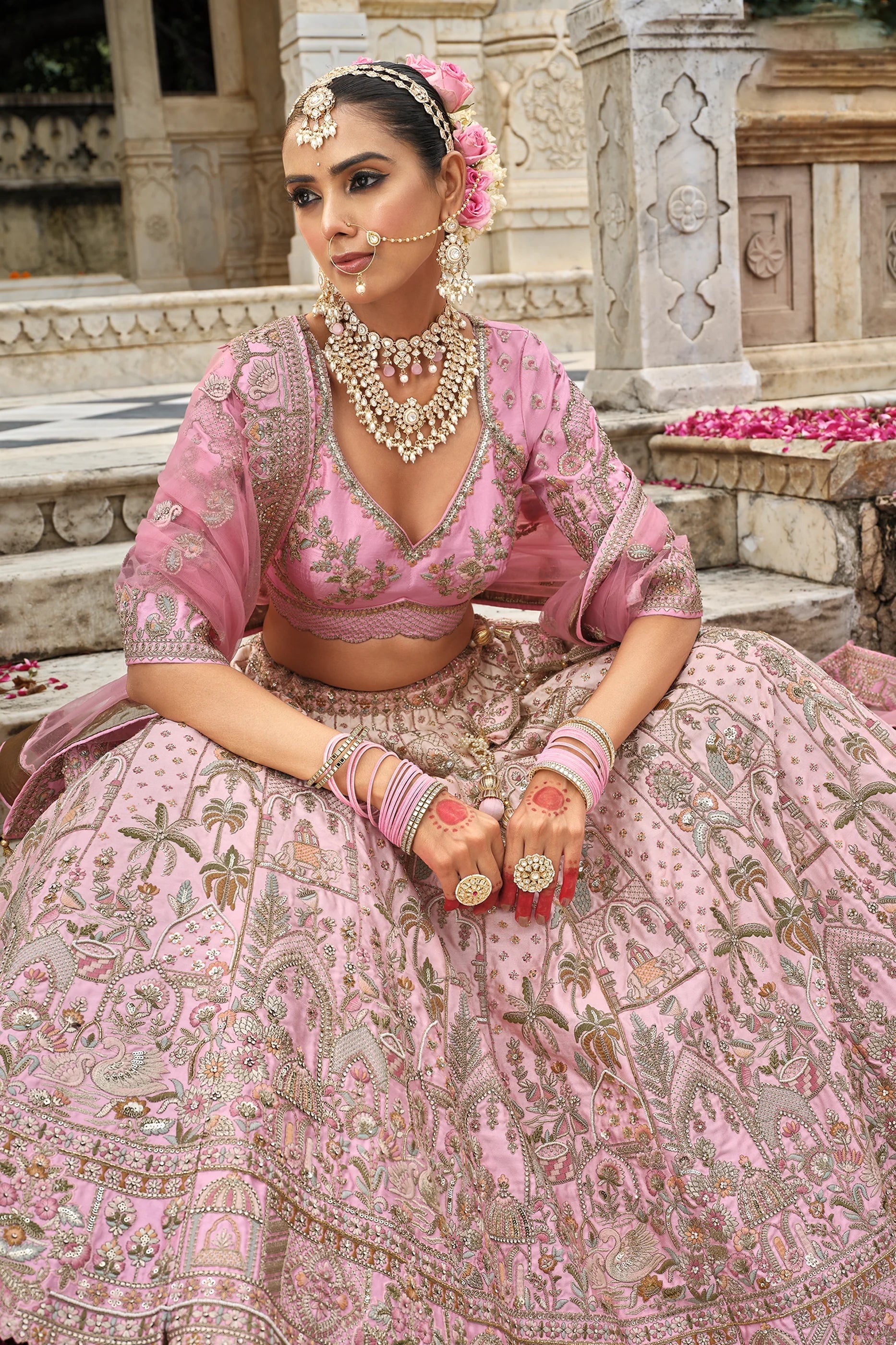 Light Pink Semi-Stitched Embroidered Silk Lehenga-SAR10543_3_SareeButa.com