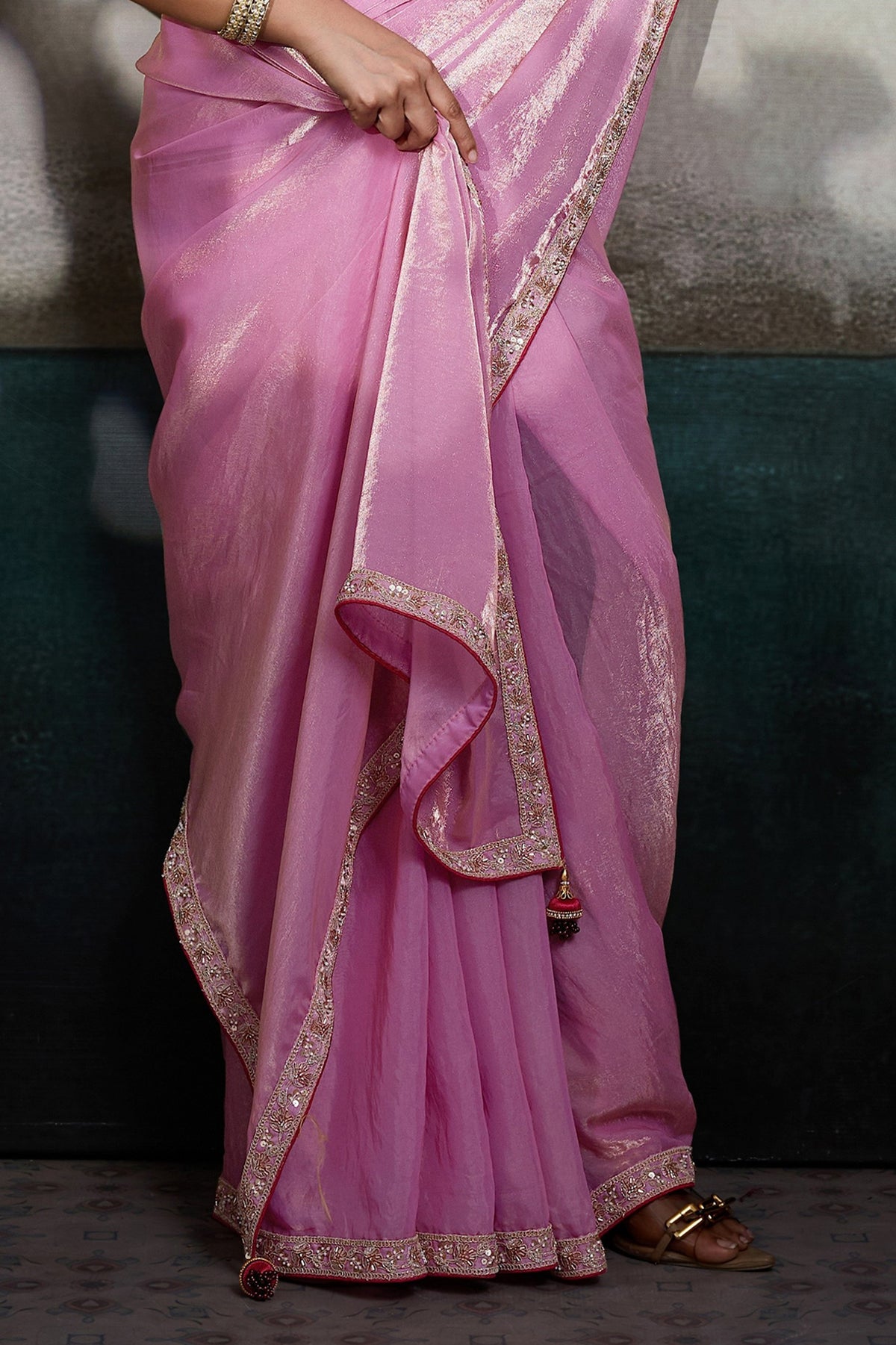 Light Pink Velvet Satin Saree With Readymade Blouse-SAR12906_6_SareeButa.com