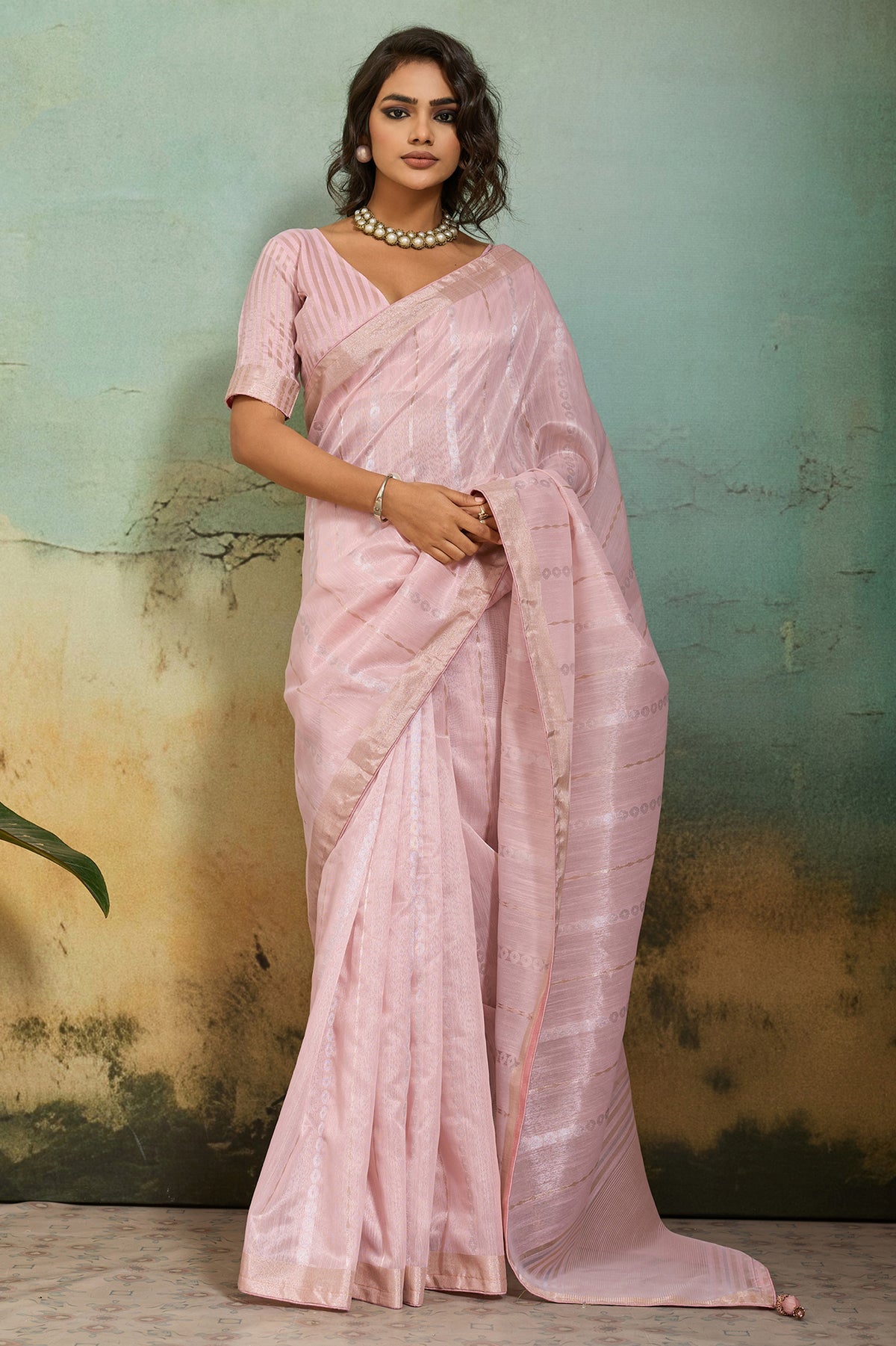 Light Pink Woven Tissue Linen Saree-SAR12923_1_SareeButa.com