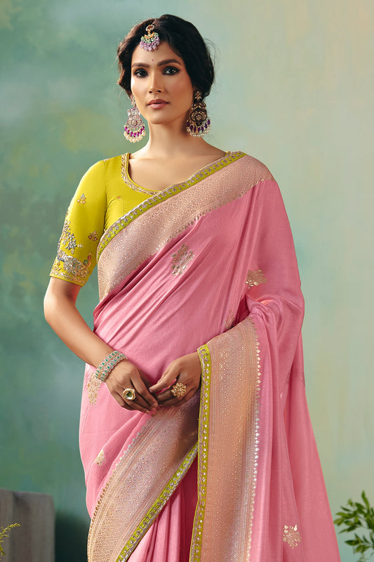 Light Pink Woven Viscose Silk Banarasi Saree-SAR10577_2_SareeButa.com