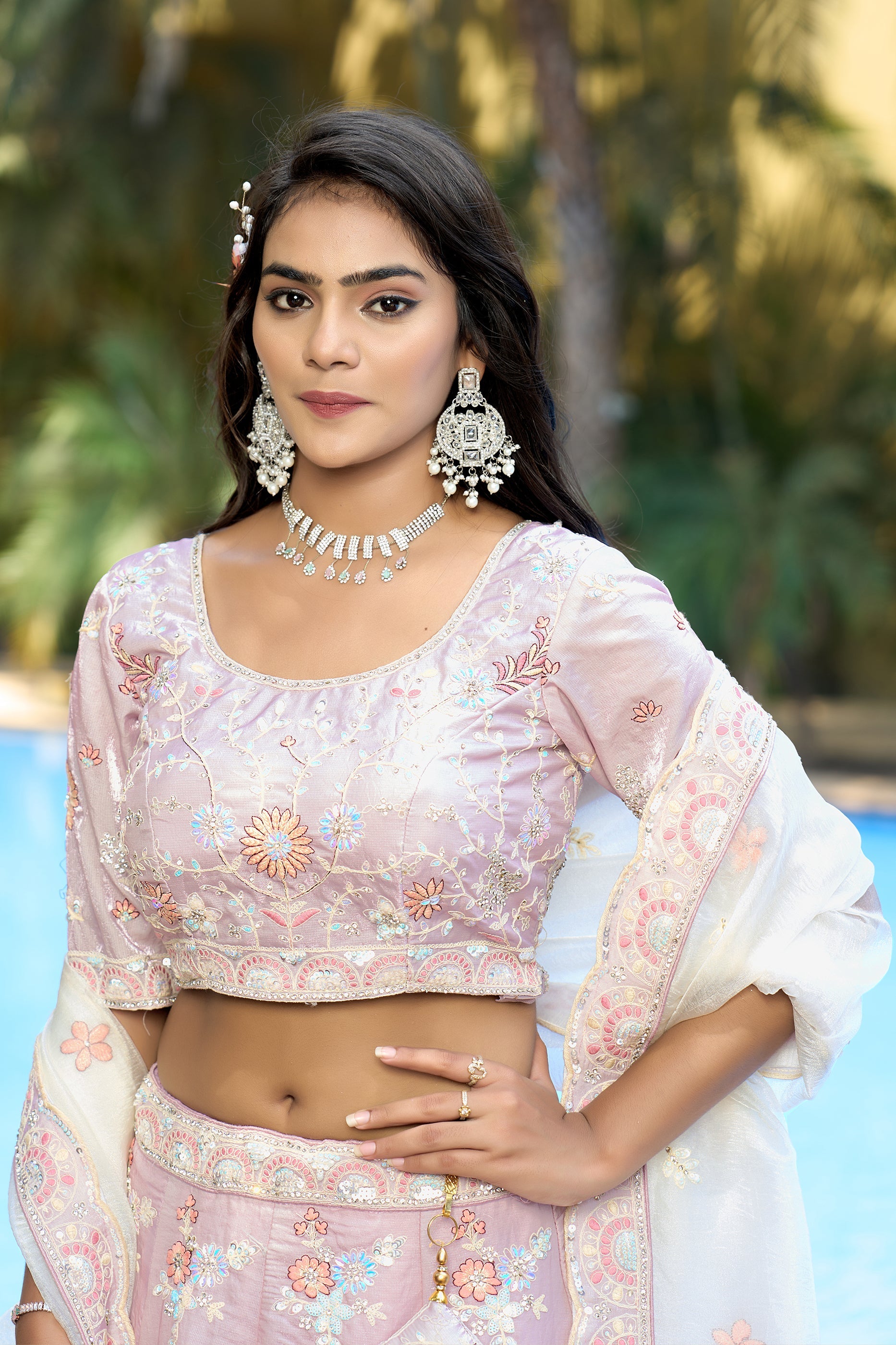 Light Purple Semi-Stitched Embroidered Silk Lehenga-SAR10729_2_SareeButa.com