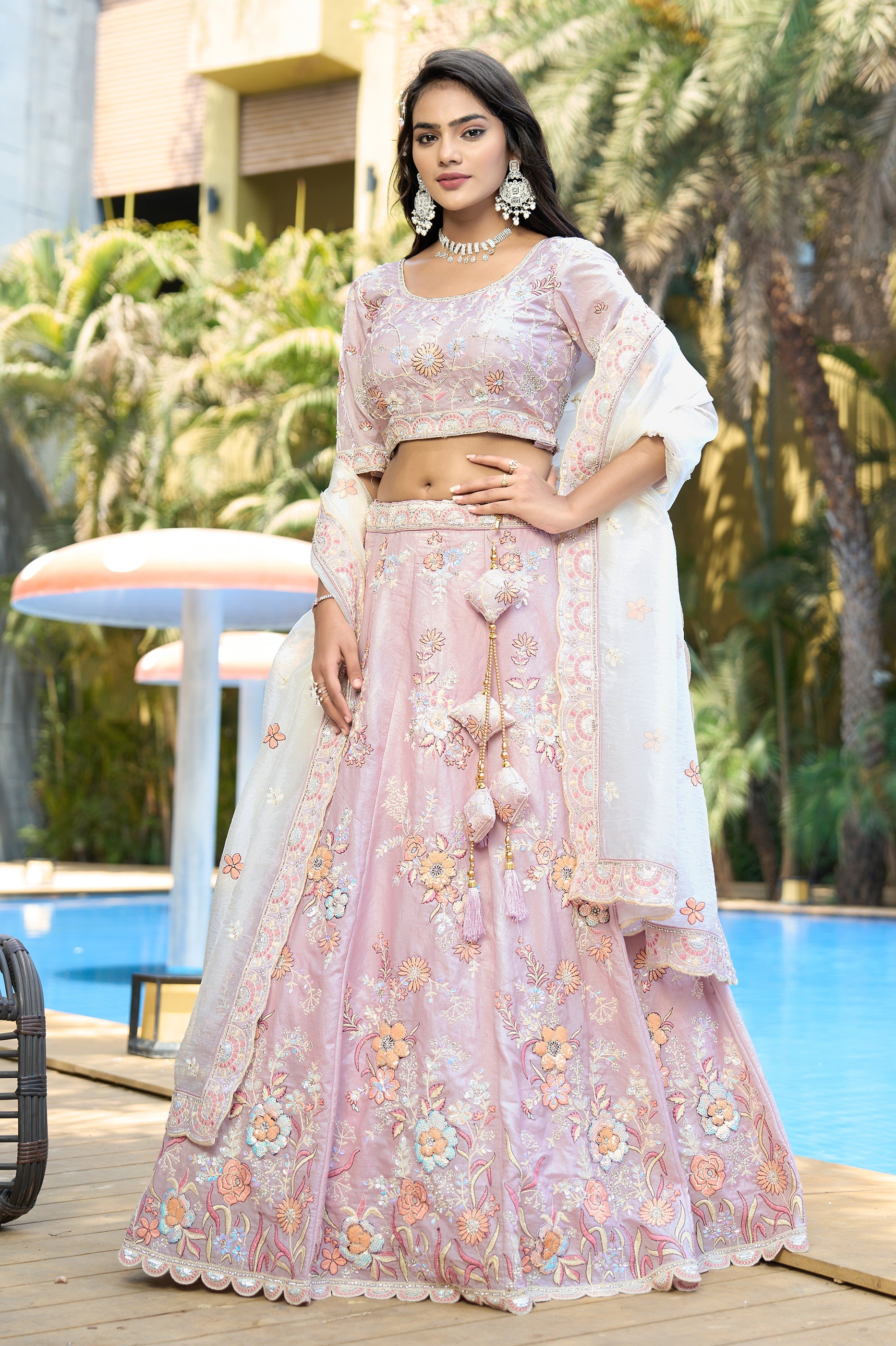 Light Purple Semi-Stitched Embroidered Silk Lehenga-SAR10729_3_SareeButa.com