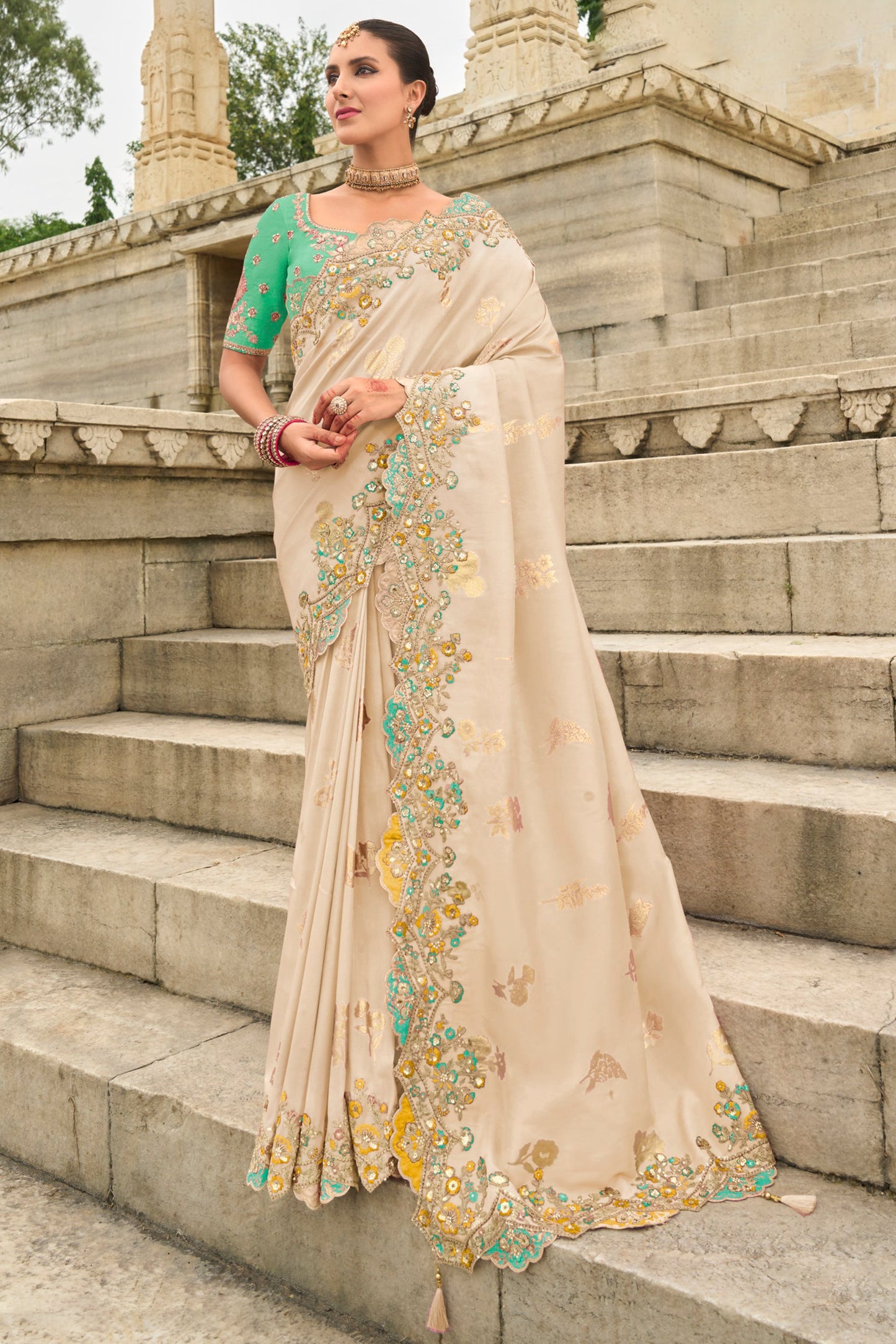 Light Sage Woven Banarasi Saree-ZB134500_1_SareeButa.com