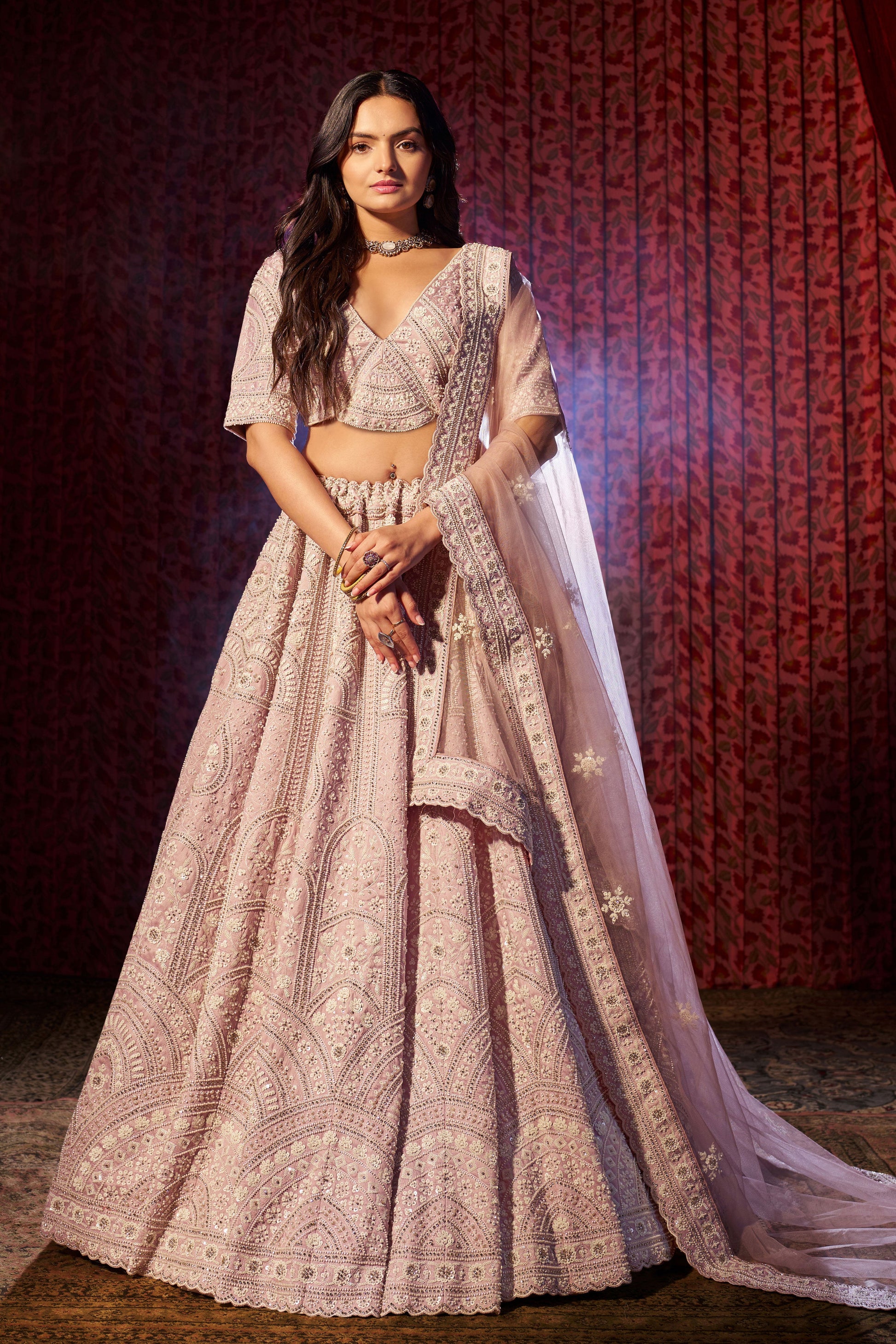 Lilac Semi Stitched Heavy Work Silk Lehenga-LC108_1_SareeButa.com