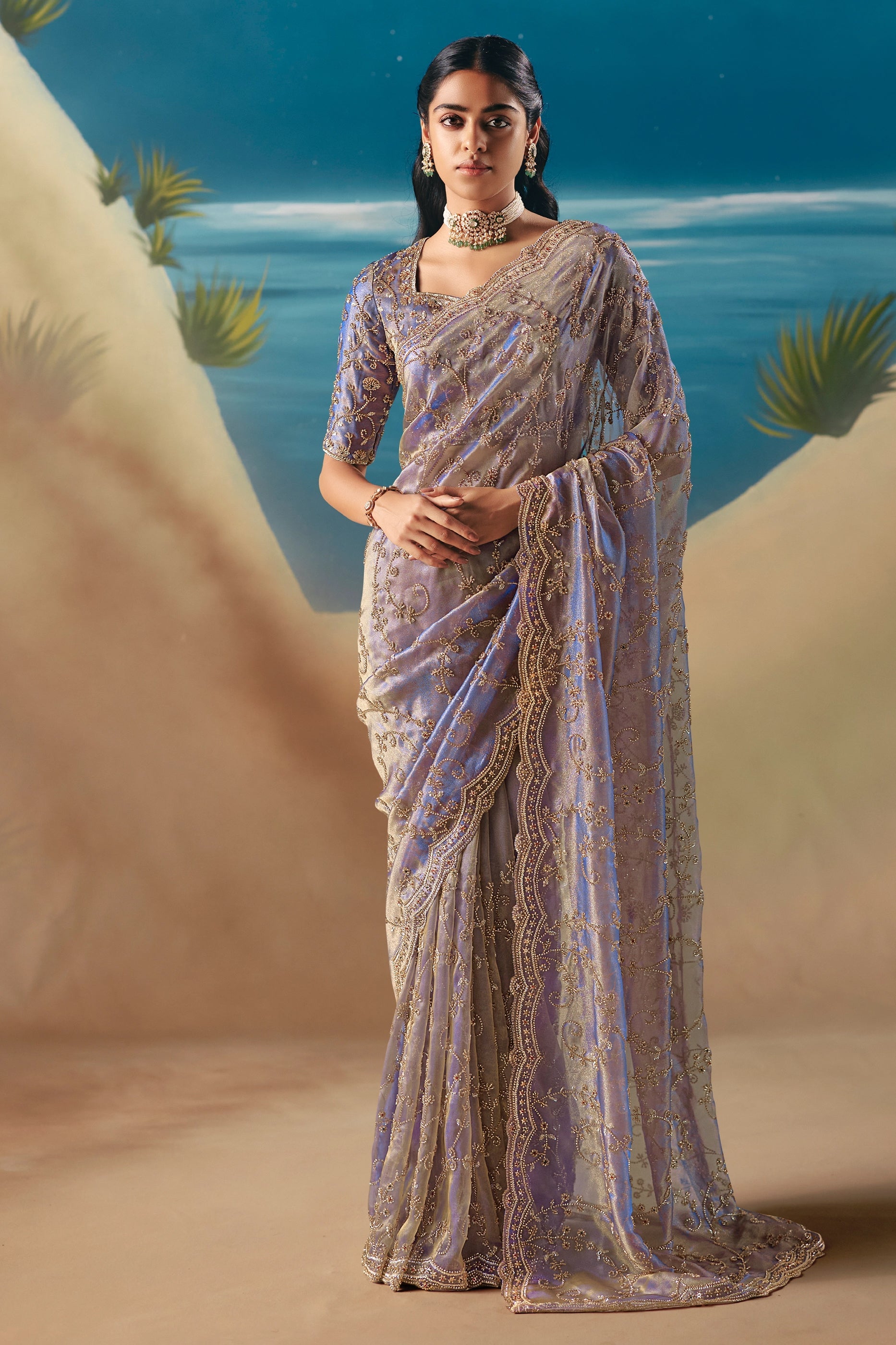 Lilac Embroidered Satin Organza Saree-SAR11044_1_SareeButa.com