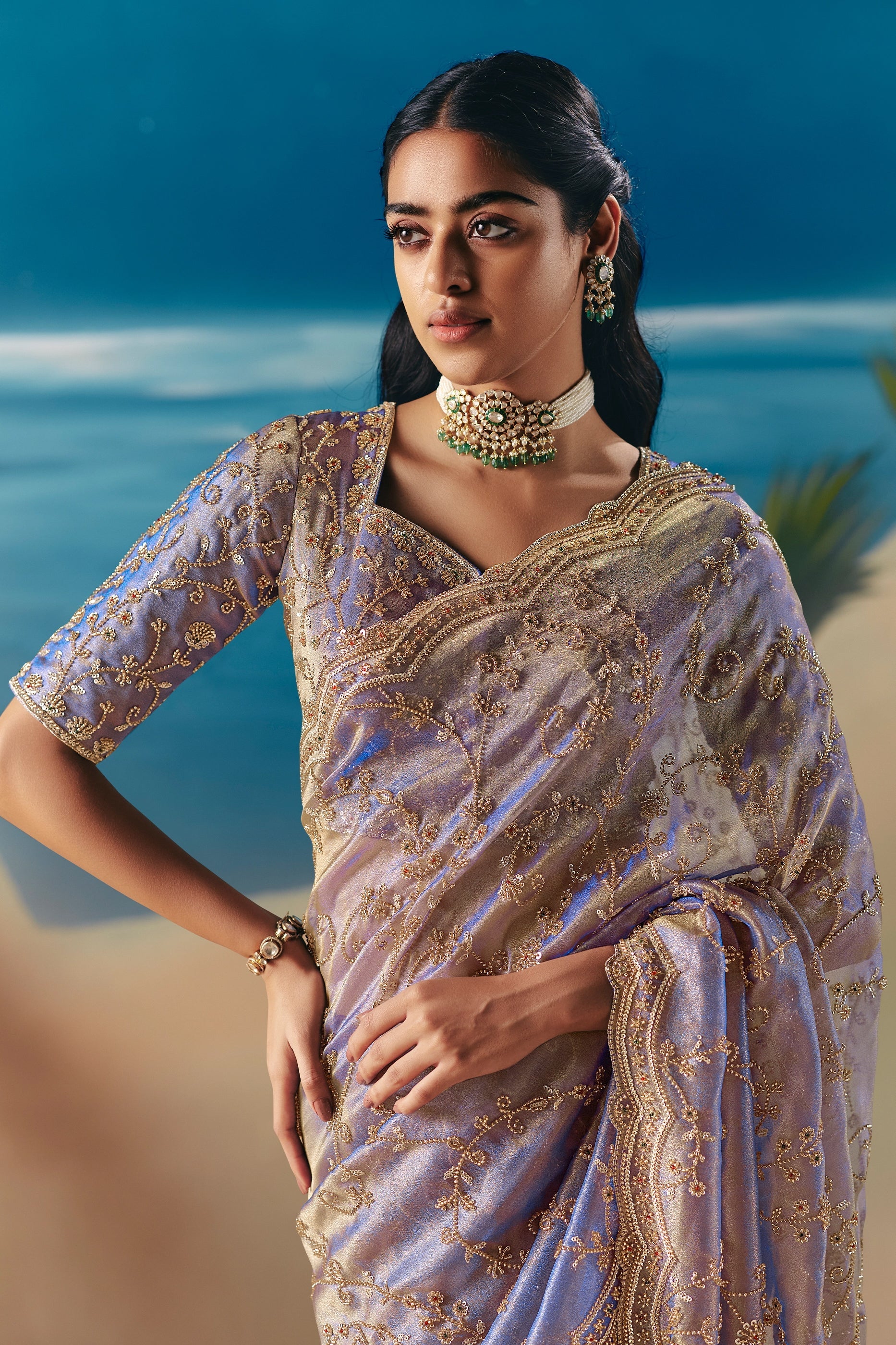 Lilac Embroidered Satin Organza Saree-SAR11044_2_SareeButa.com