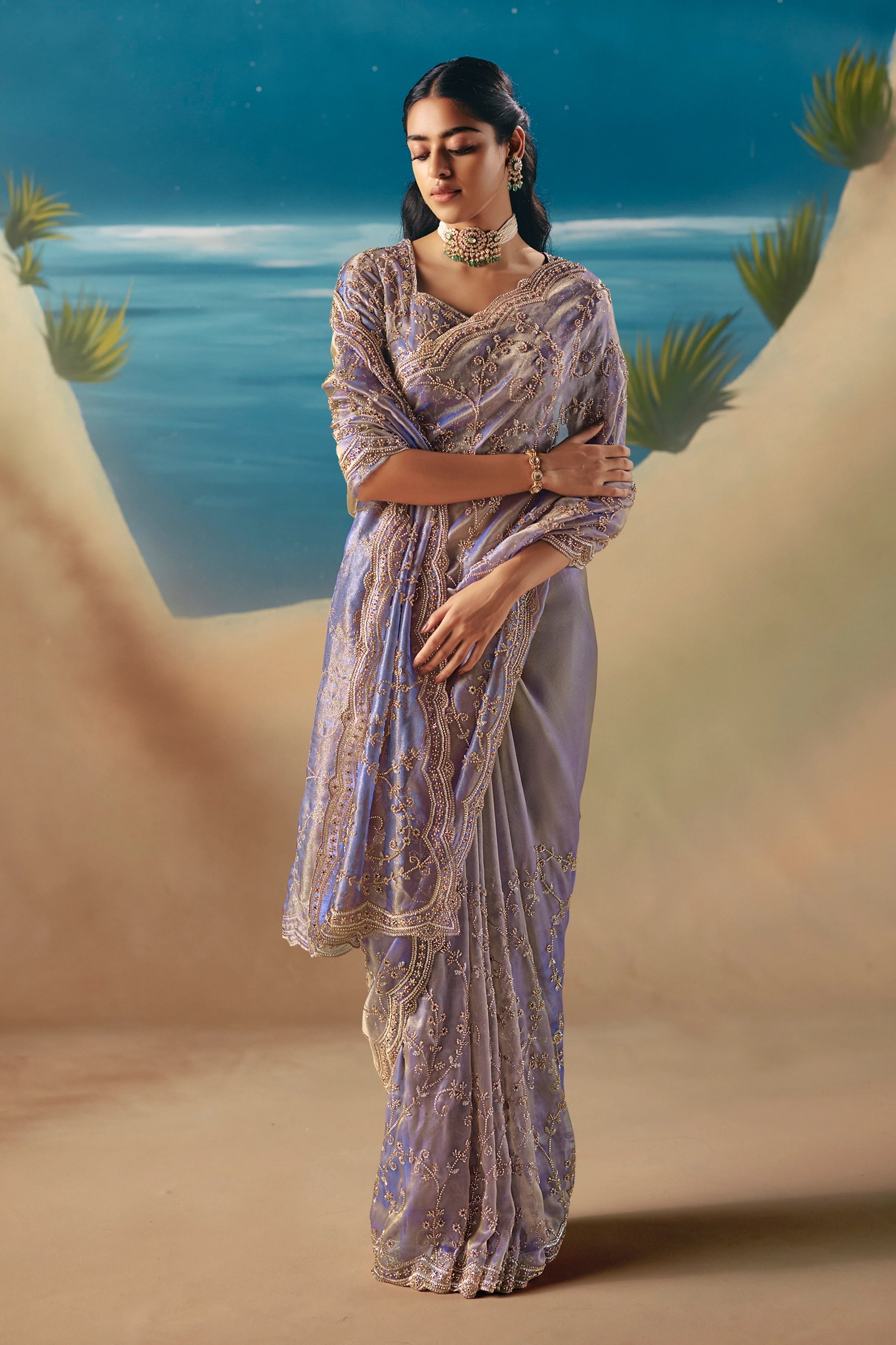 Lilac Embroidered Satin Organza Saree-SAR11044_4_SareeButa.com