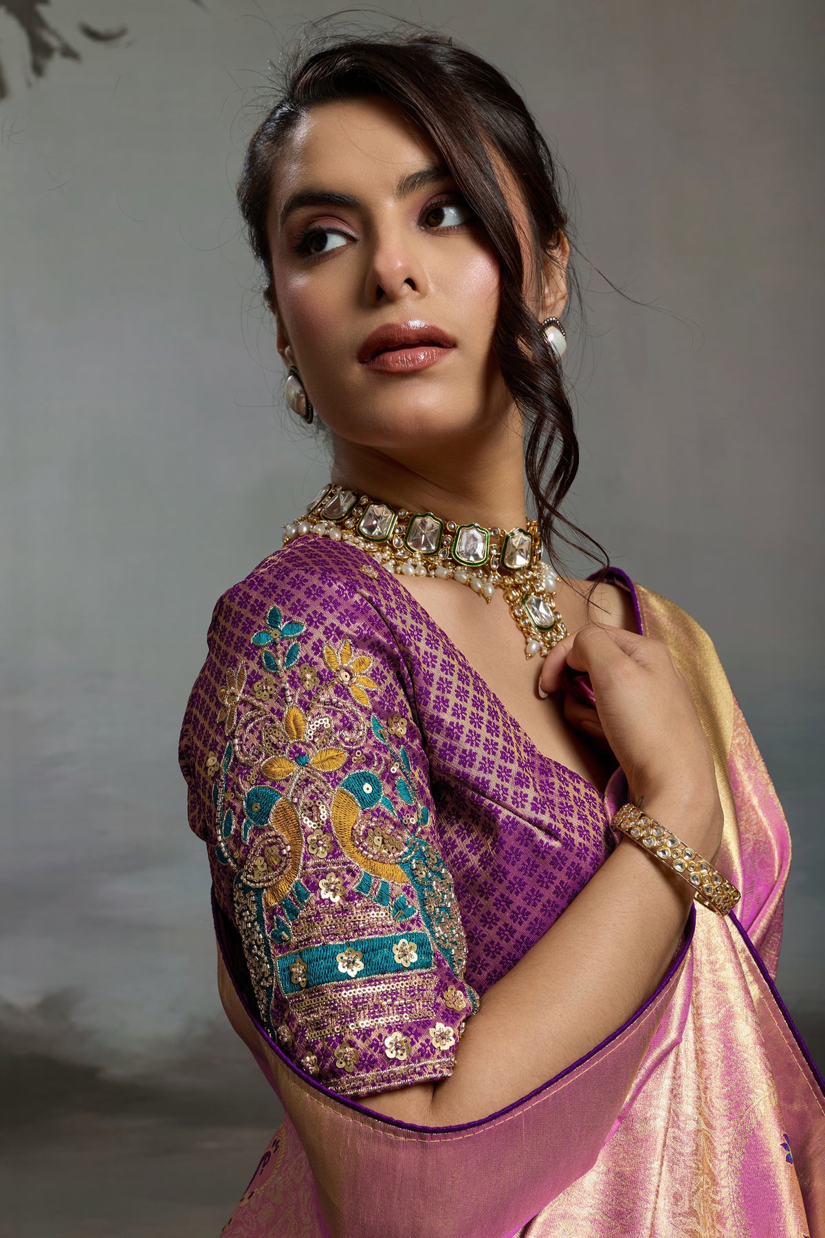 Lilac Metallic Woven Banarasi Saree-SAR12932_2_SareeButa.com