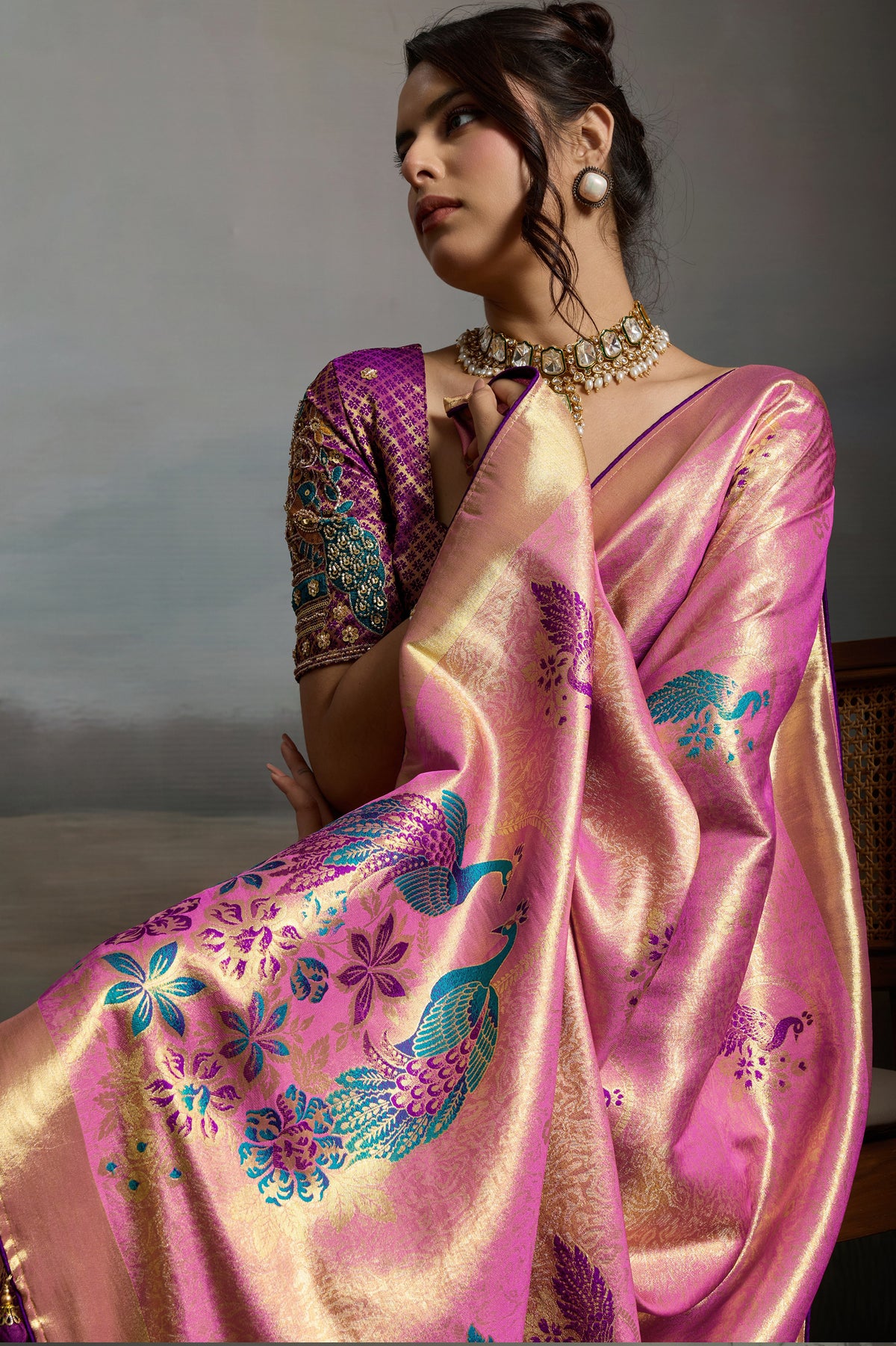 Lilac Metallic Woven Banarasi Saree-SAR12932_3_SareeButa.com