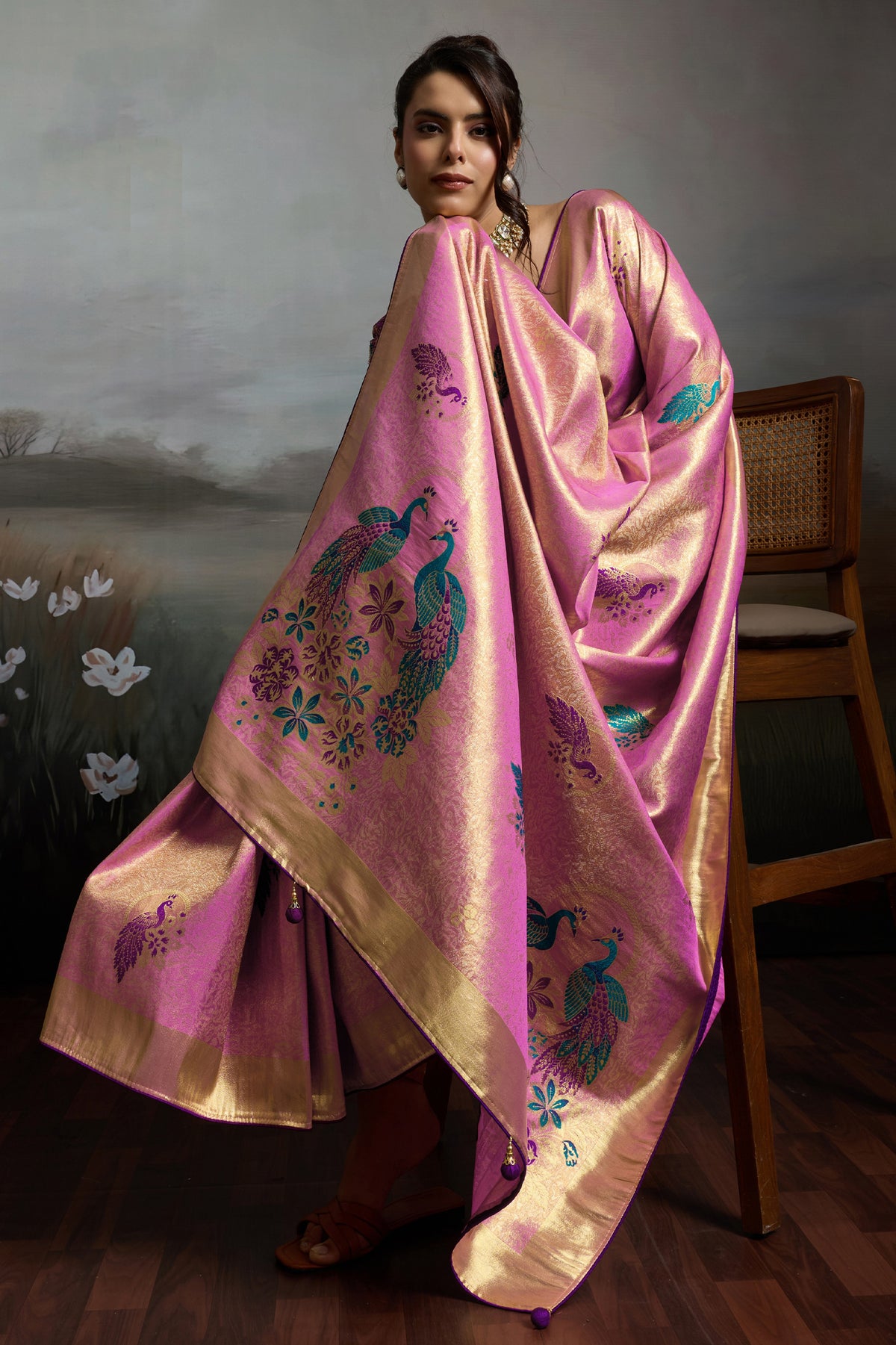 Lilac Metallic Woven Banarasi Saree-SAR12932_4_SareeButa.com