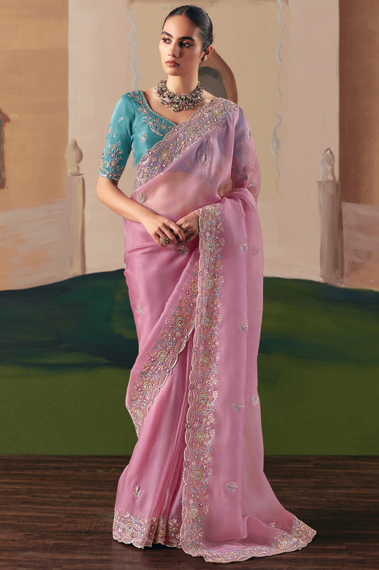 Lilac Purple Embroidered Organza Saree-SAR10556_1_SareeButa.com