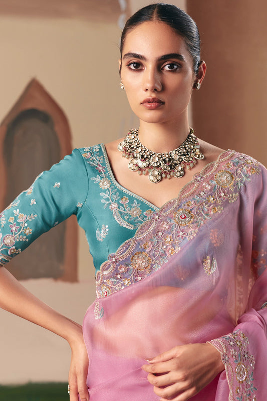 Lilac Purple Embroidered Organza Saree-SAR10556_2_SareeButa.com