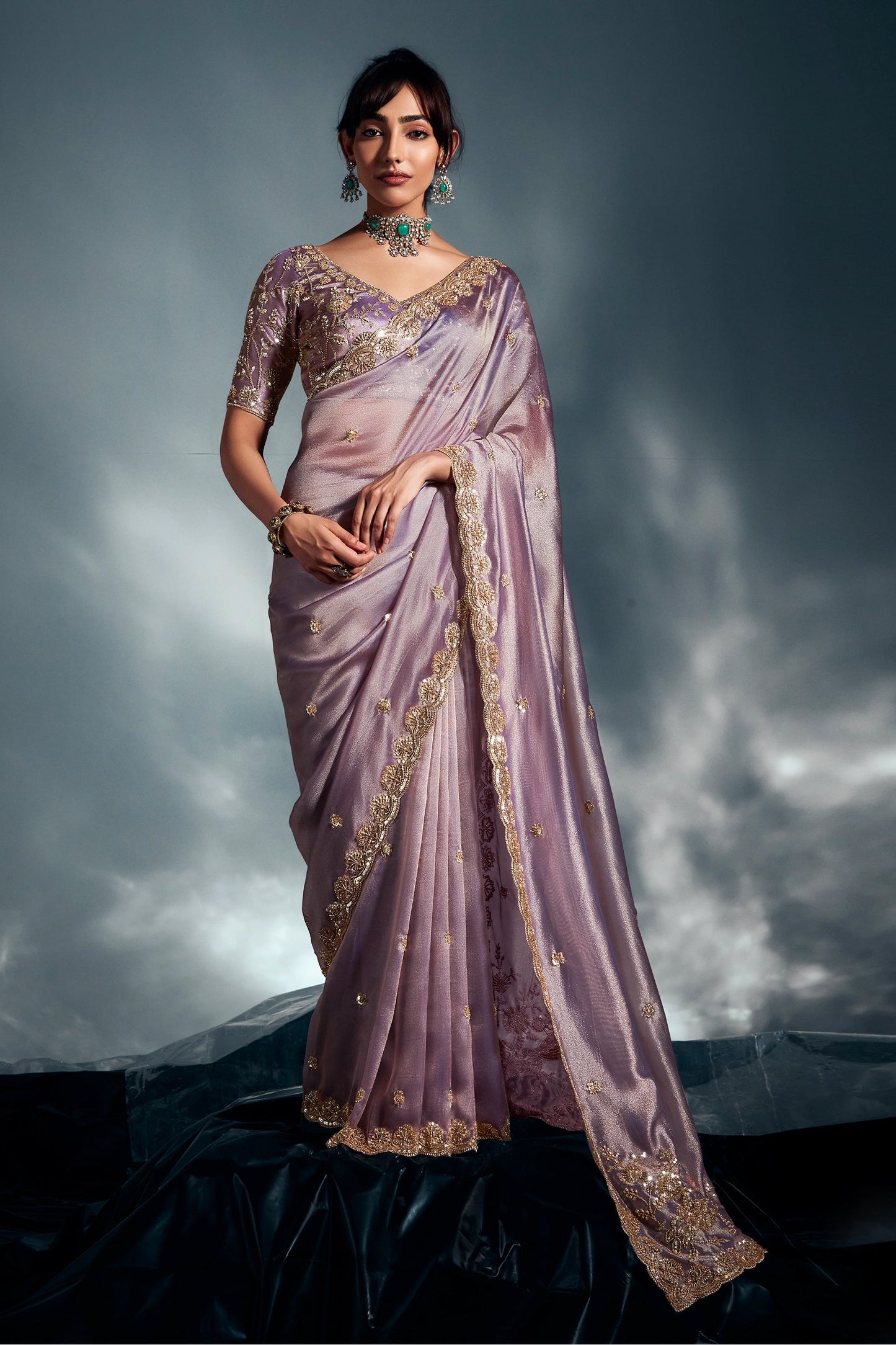Lilac Purple Embroidered Tissue Silk Saree-SAR10219_1_SareeButa.com