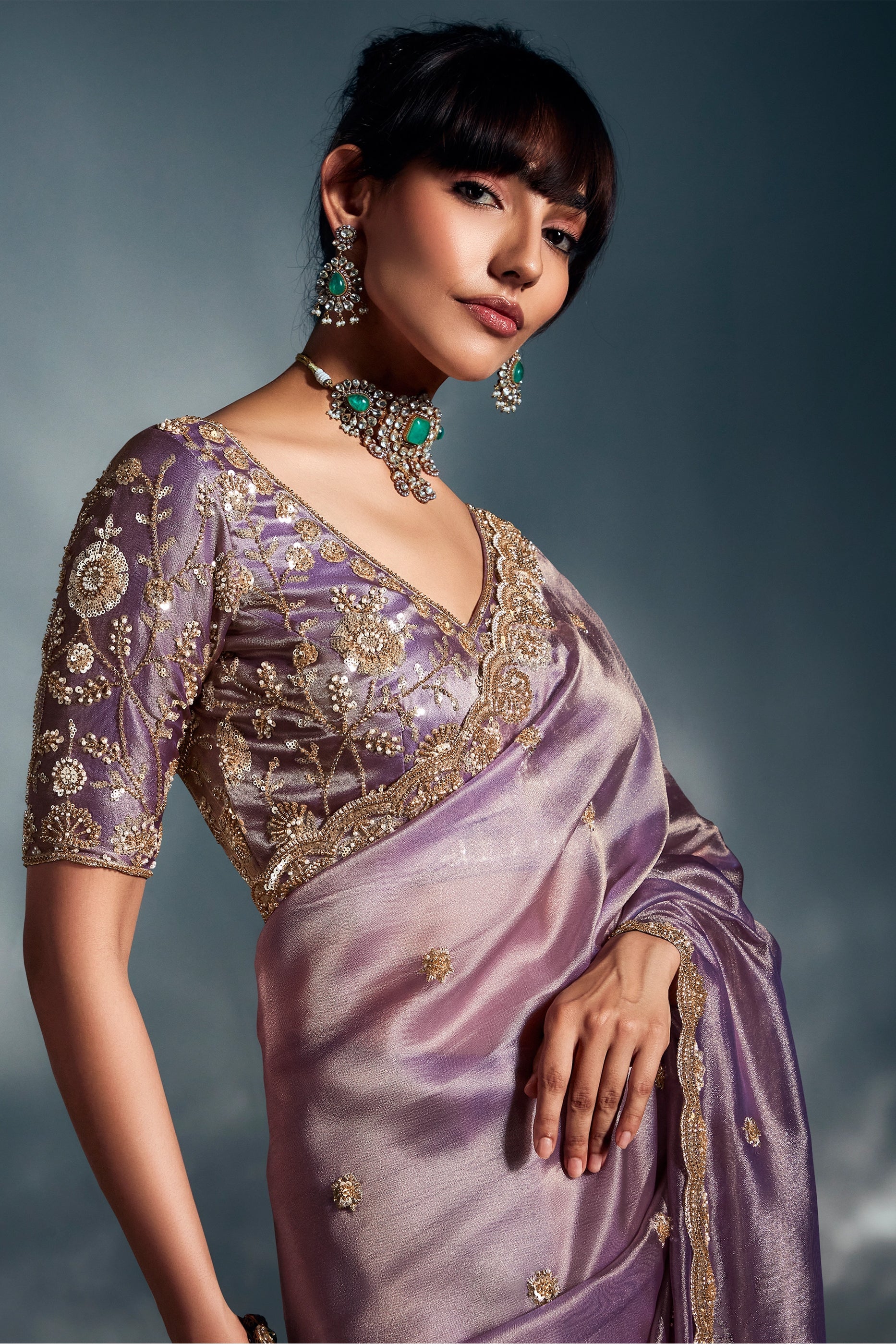 Lilac Purple Embroidered Tissue Silk Saree-SAR10219_3_SareeButa.com
