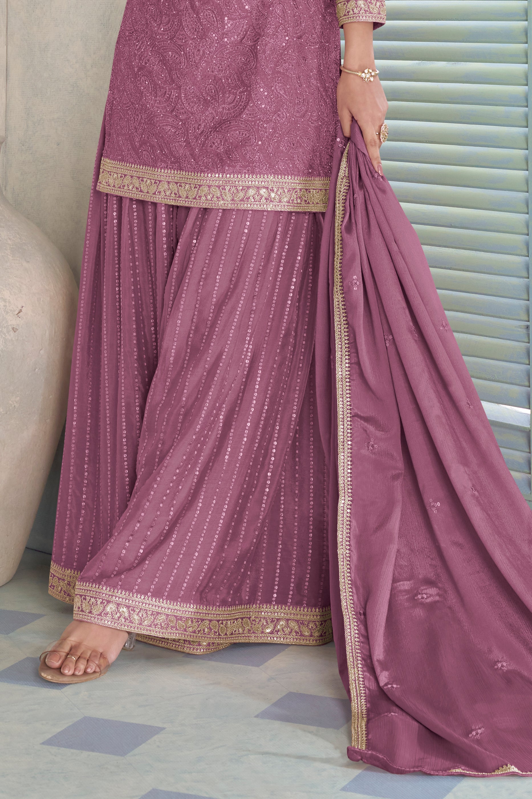 Lilac Readymade Embroidered Chinon Suit-SAR12241_4_SareeButa.com
