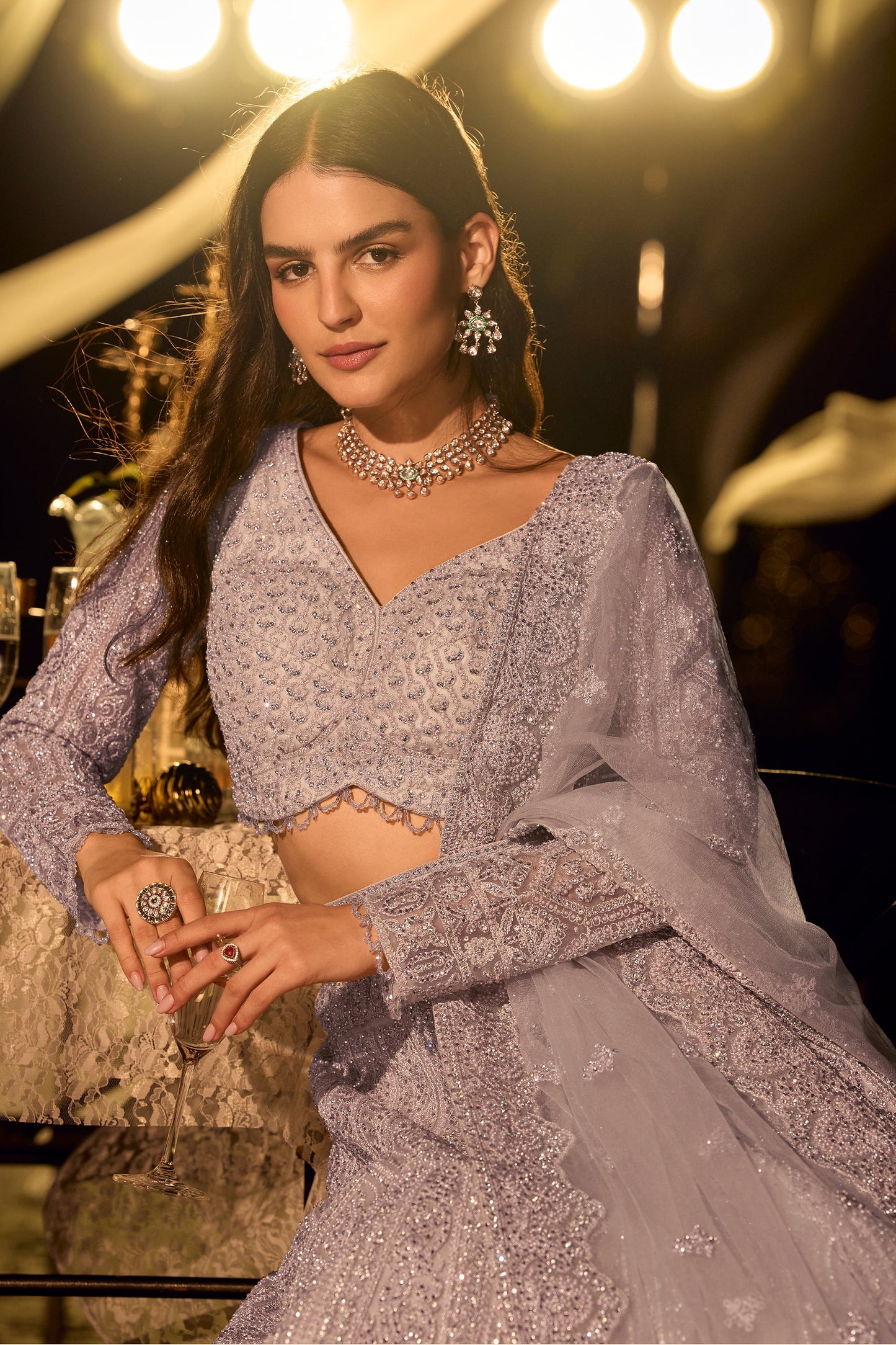 Lilac Readymade Embroidered Net Lehenga-SAR11243_2_SareeButa.com