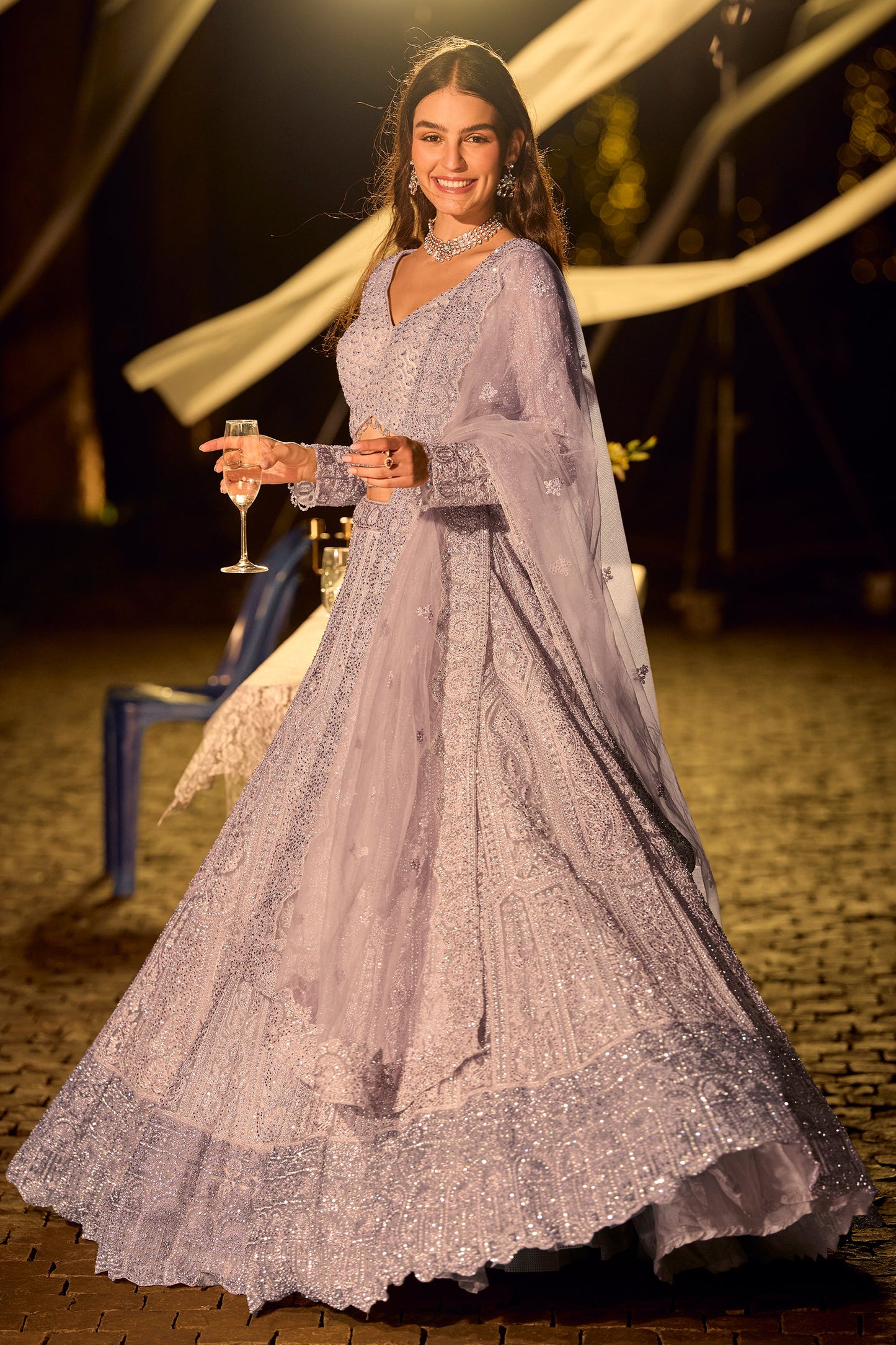 Lilac Readymade Embroidered Net Lehenga-SAR11243_4_SareeButa.com