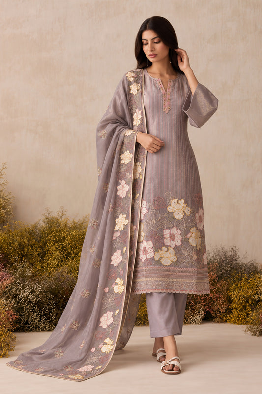 Lilac Readymade Embroidered Shimmer Silk Suit-SAR13336_1_SareeButa.com