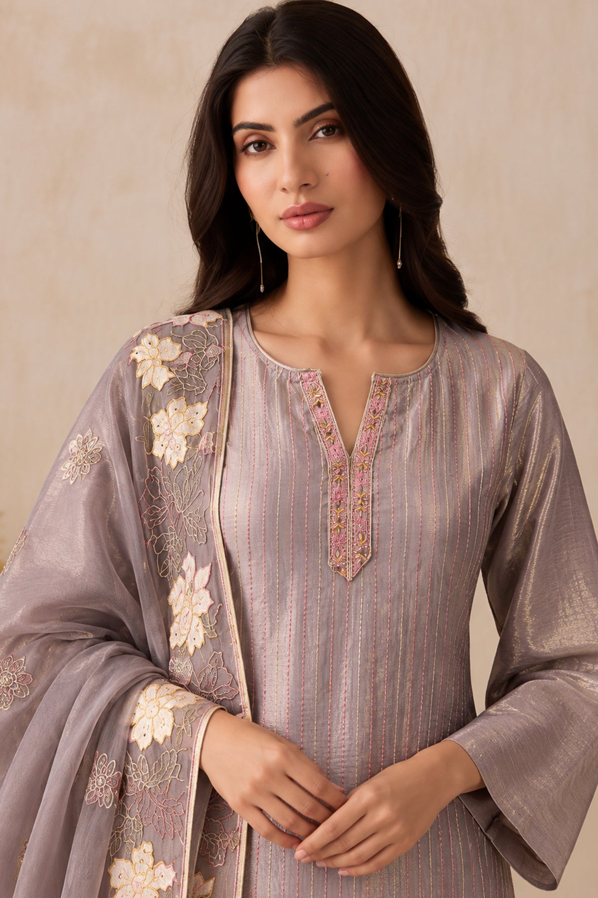 Lilac Readymade Embroidered Shimmer Silk Suit-SAR13336_2_SareeButa.com