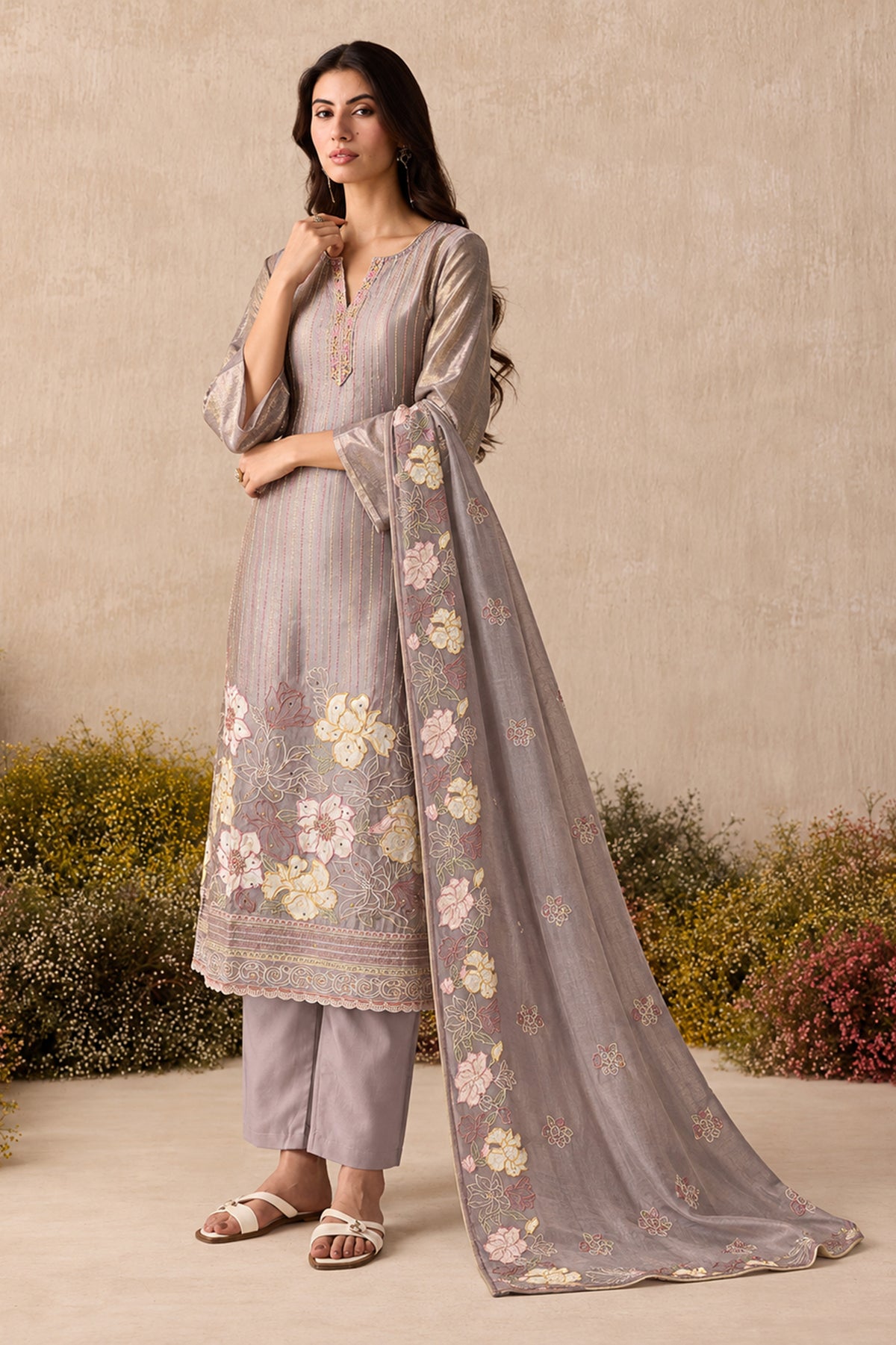 Lilac Readymade Embroidered Shimmer Silk Suit-SAR13336_3_SareeButa.com
