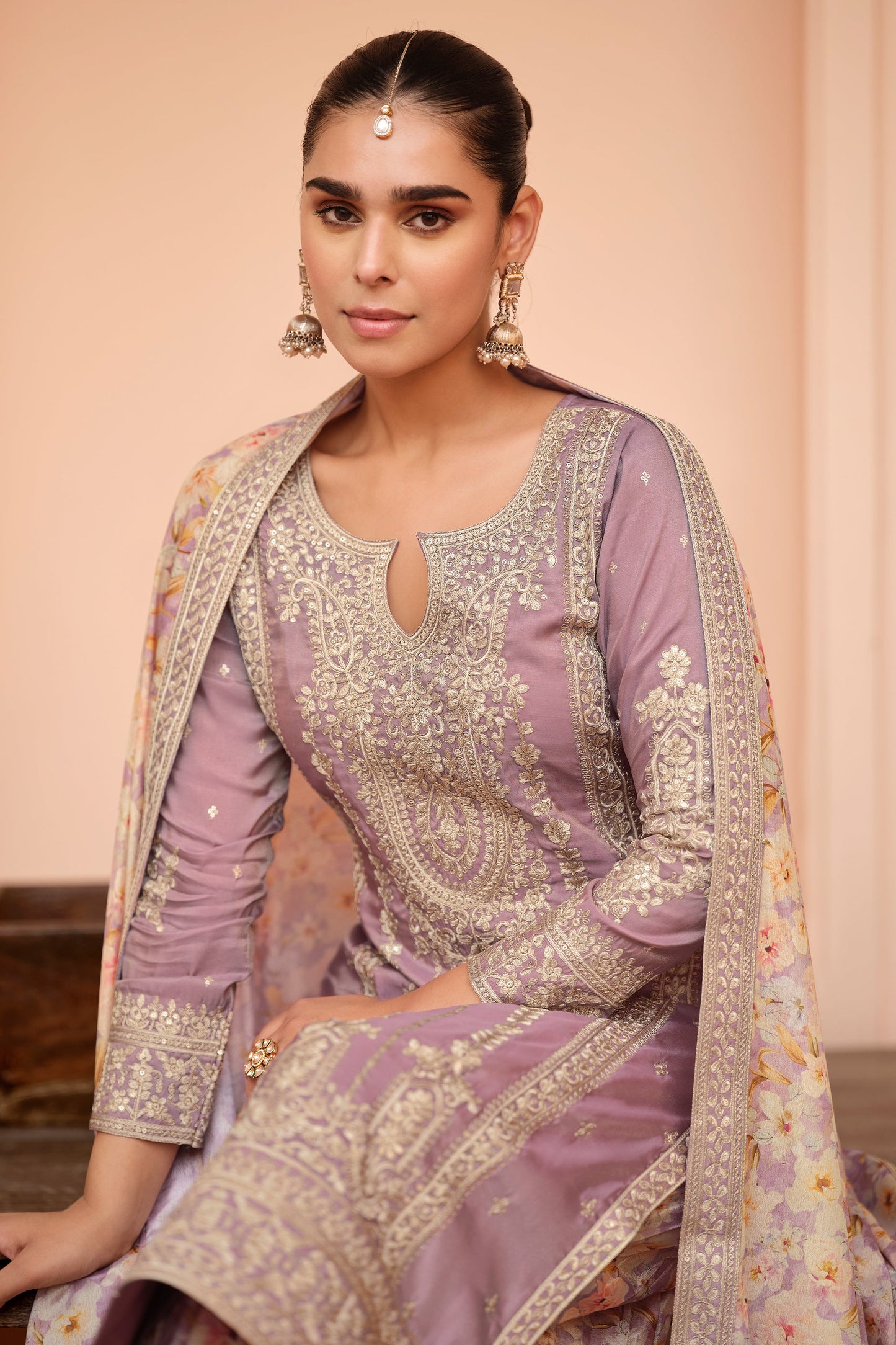 Lilac Readymade Embroidered Simar Silk Suit-SAR10651_2_SareeButa.com