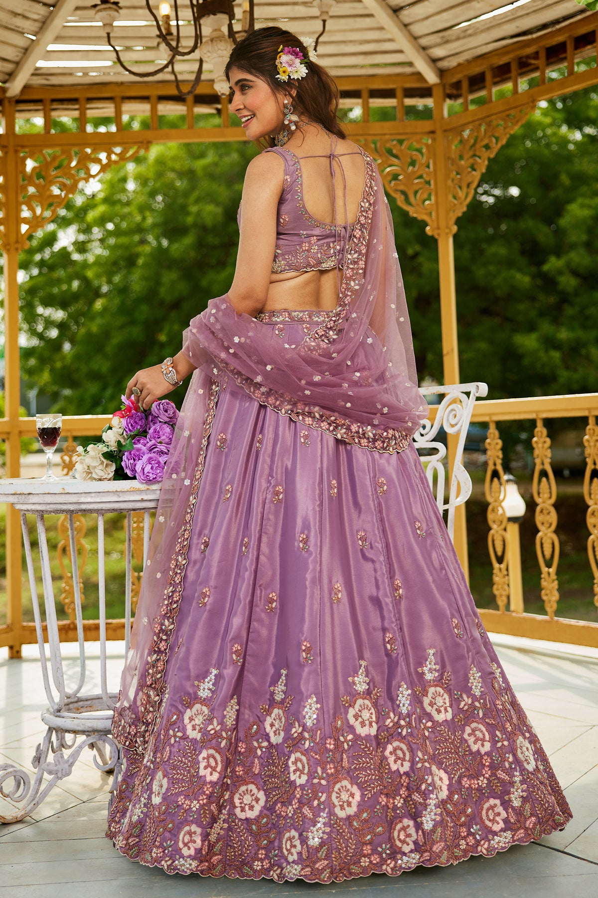 Lilac Semi Stitched Embroidered Satin Lehenga-SAR12856_6_SareeButa.com