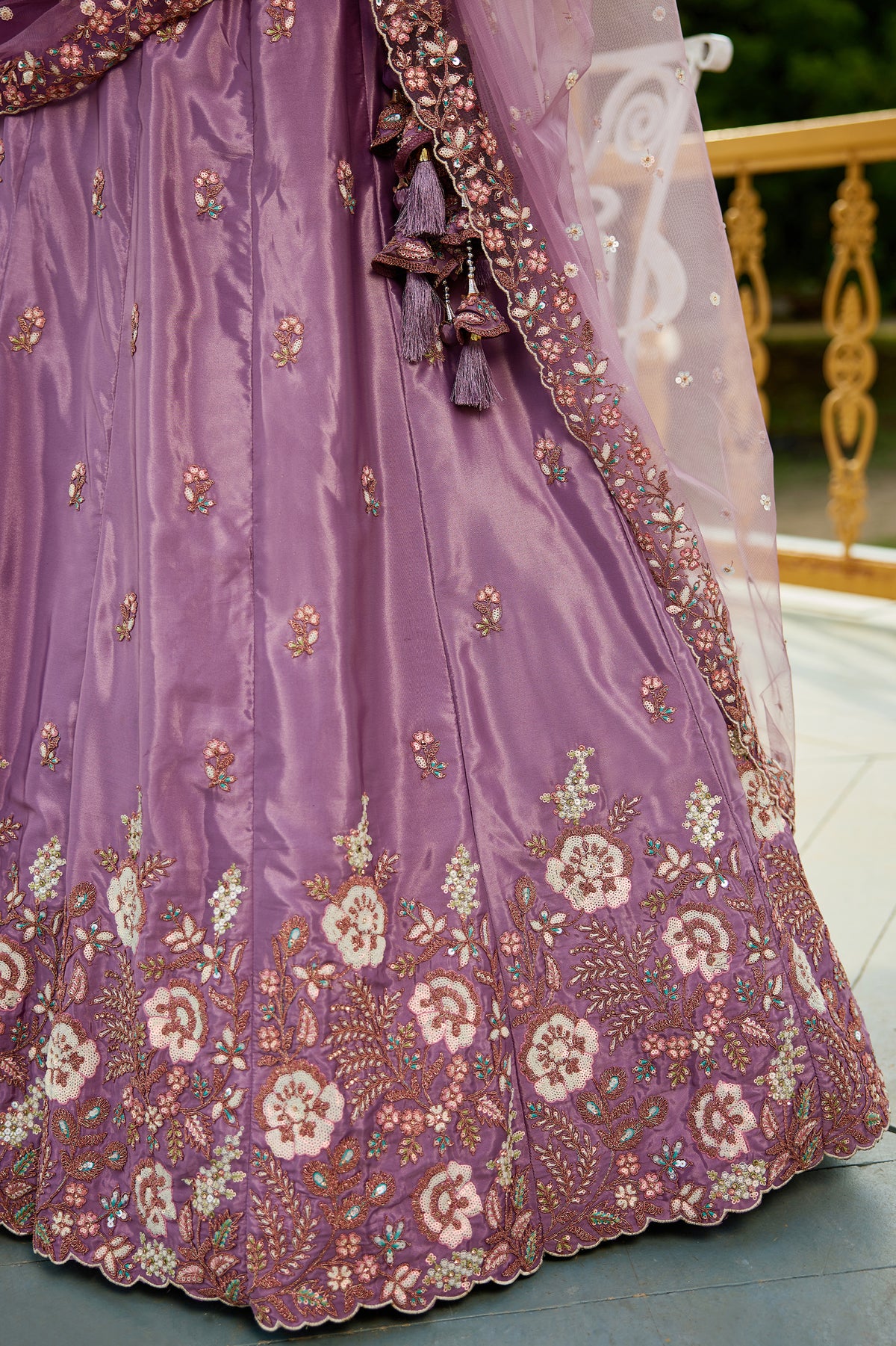 Lilac Semi Stitched Embroidered Satin Lehenga-SAR12856_7_SareeButa.com