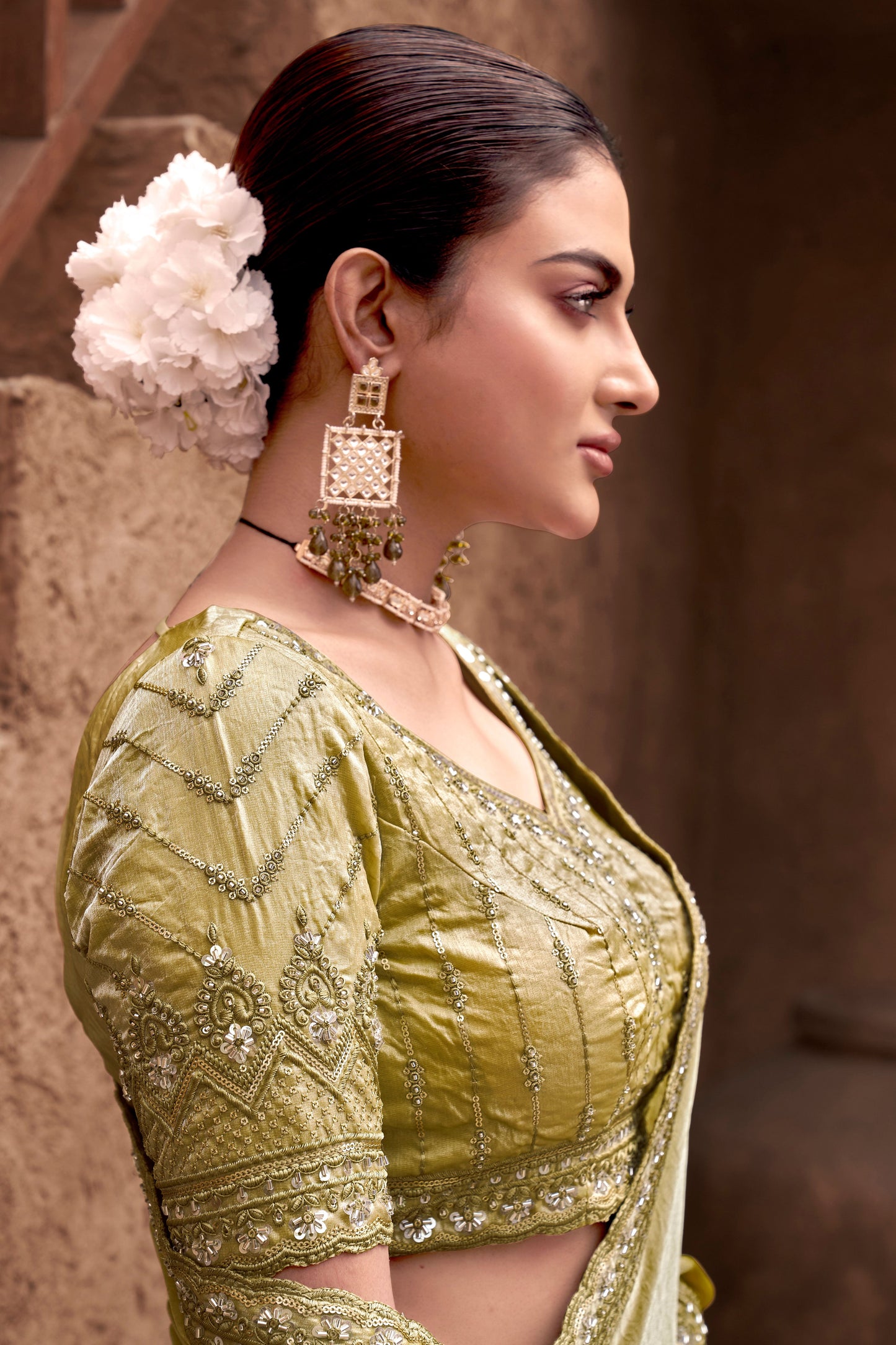 Lime Gradient Satin Silk Saree with Readymade Blouse-ZB133942_3_SareeButa.com