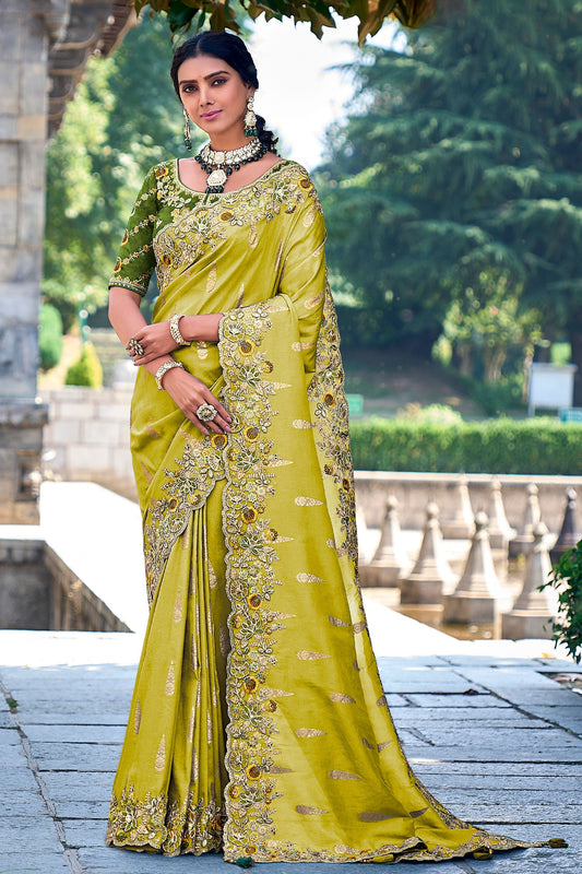 lime-green-embroidered-banarasi-saree-zb131855_1_SareeButa.com