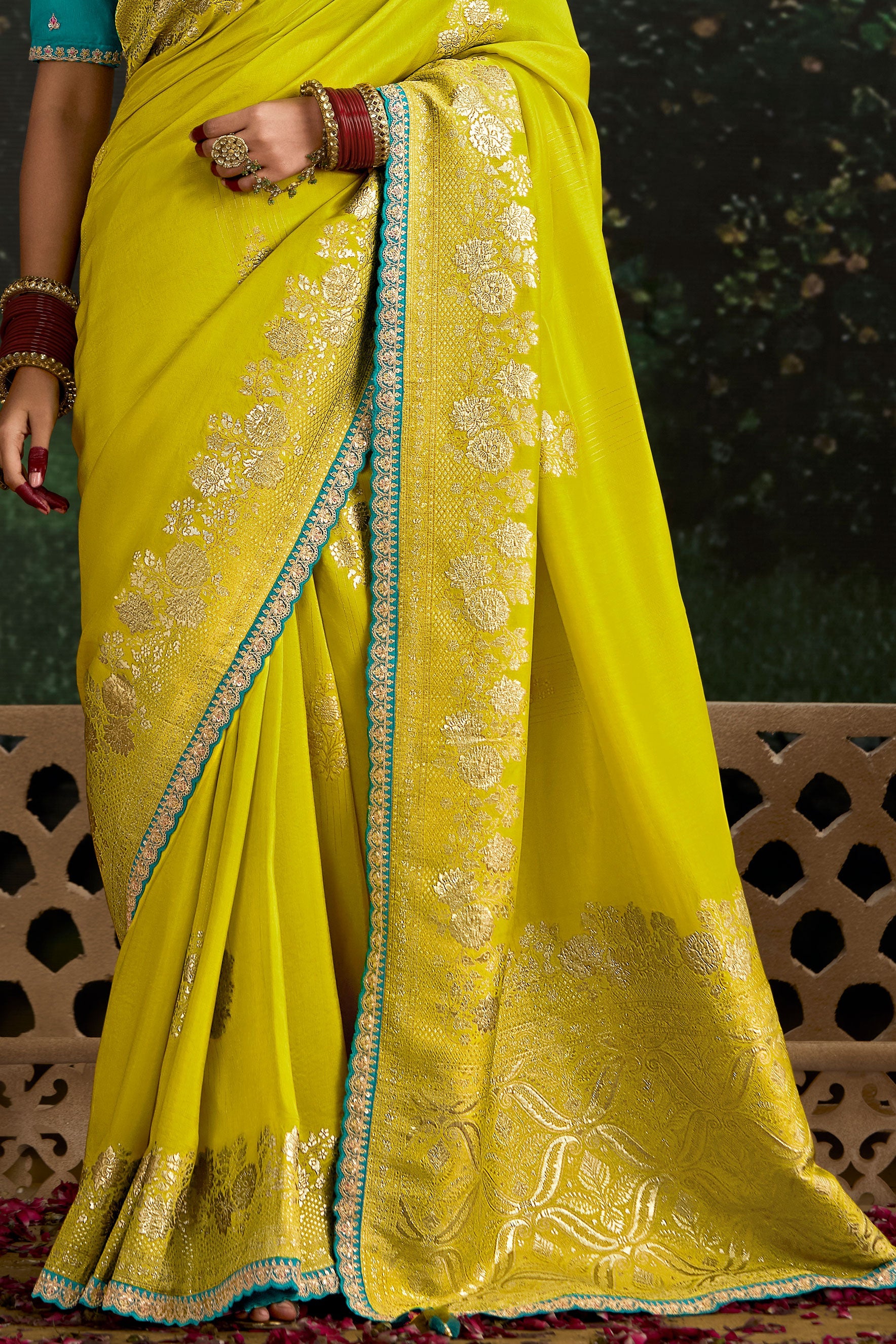 Lime Green Woven Organza Silk Saree-ZB133222_3_SareeButa.com