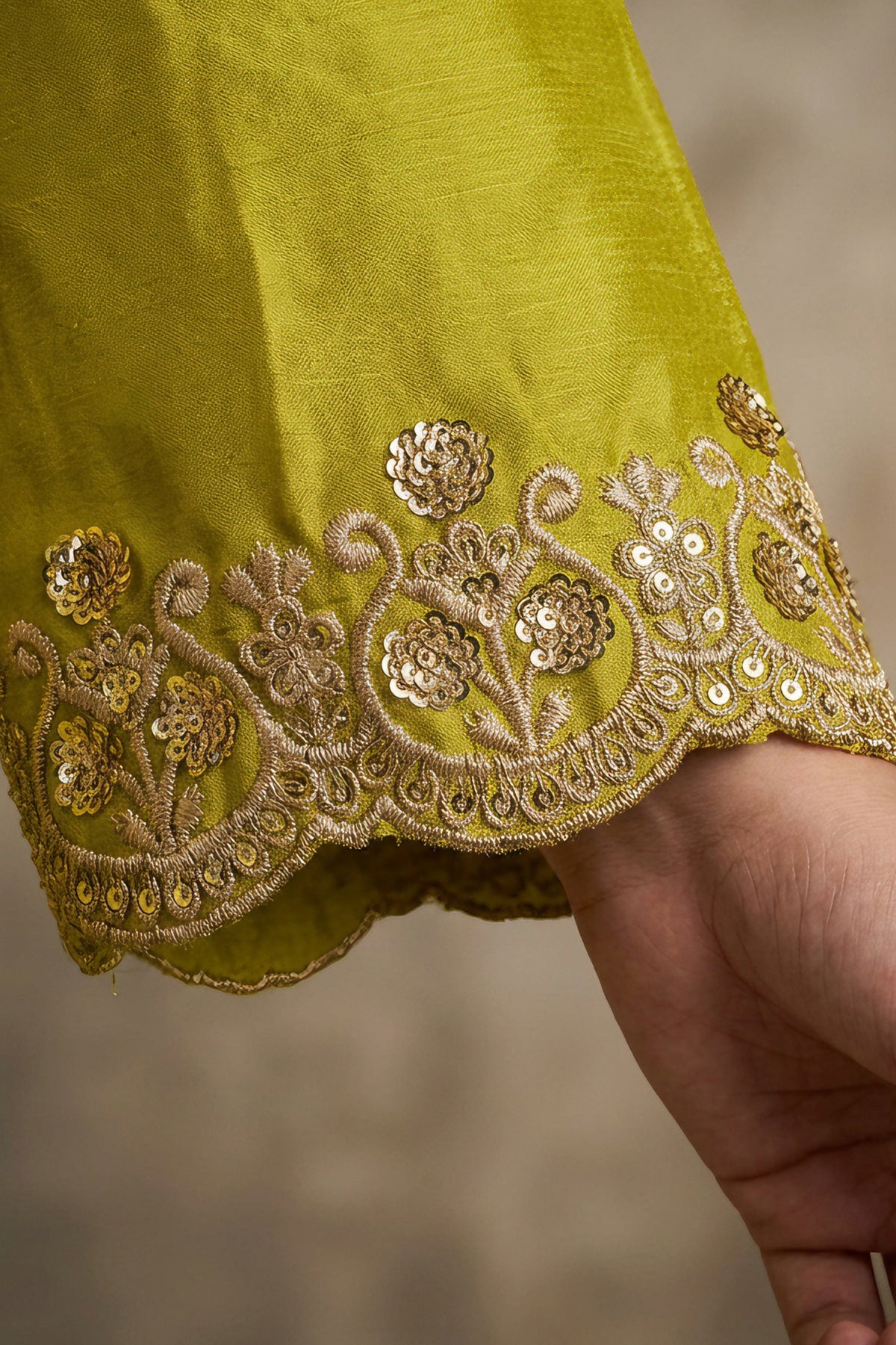 Lime Green Readymade Embroidered Chinon Palazzo Suit-SAR13344_3_SareeButa.com