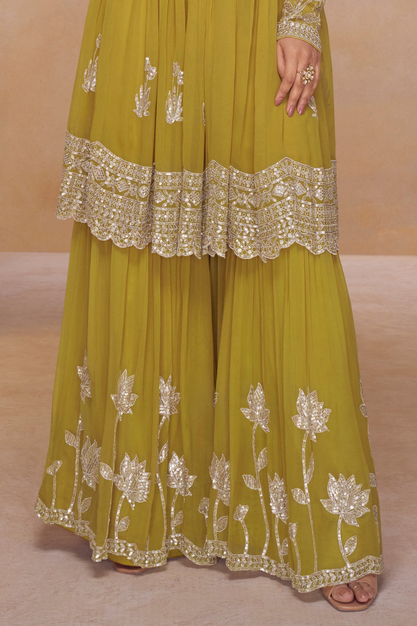Lime Green Readymade Embroidered Chinon Suit-SAR12198_4_SareeButa.com