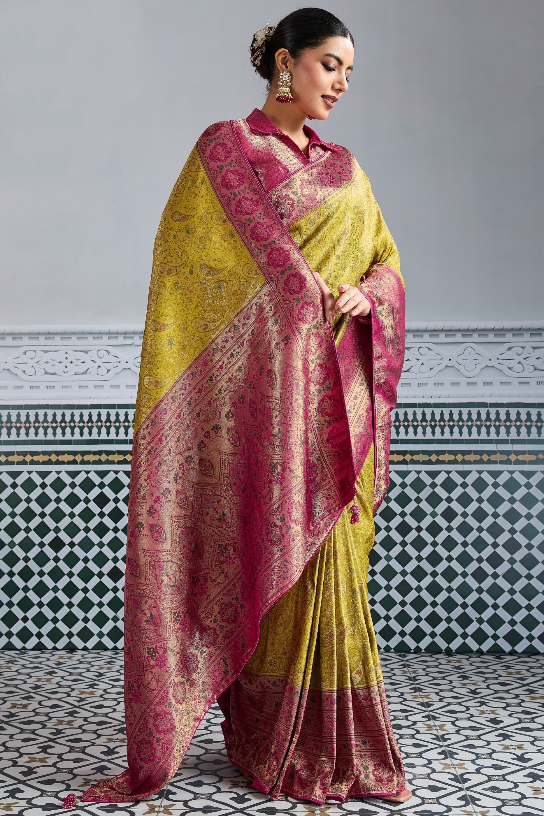Lime Green Woven Kanjivaram Silk Saree-SAR10284_5_SareeButa.com