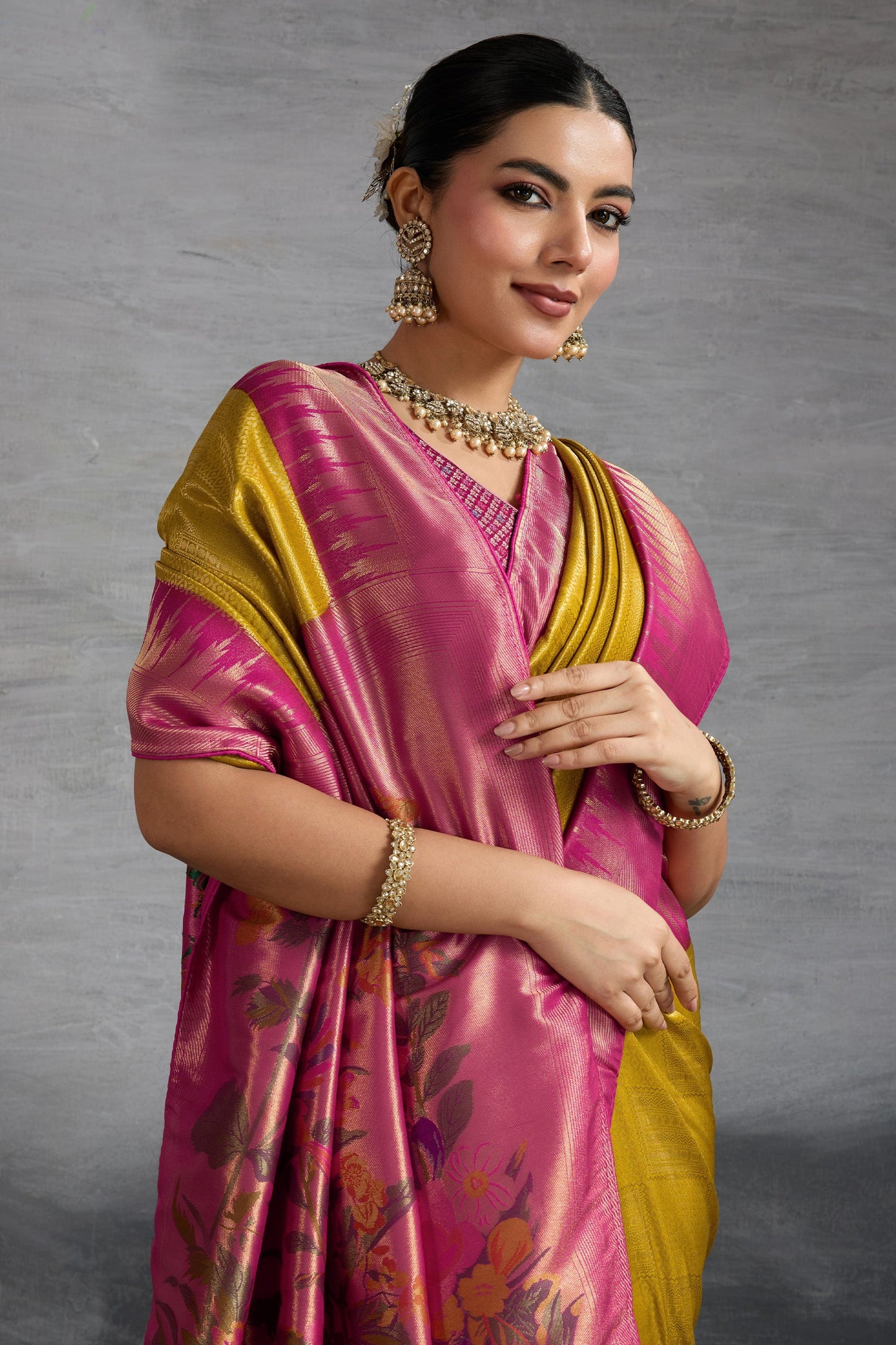 Lime Green Woven Kanjivaram Silk Saree-SAR10289_2_SareeButa.com