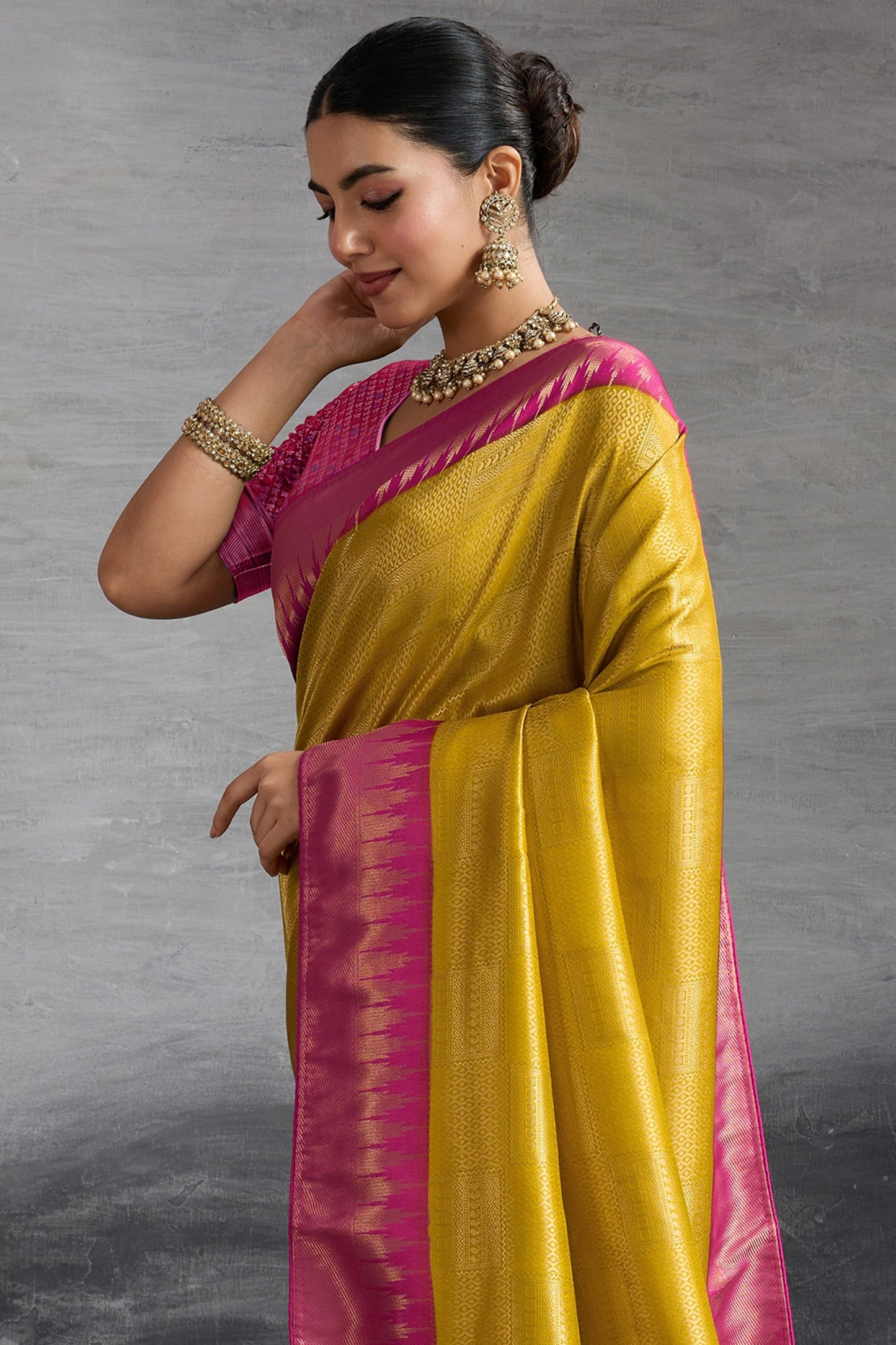 Lime Green Woven Kanjivaram Silk Saree-SAR10289_4_SareeButa.com