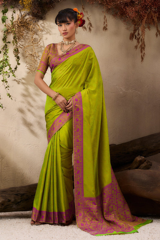 Lime Green Woven Kanjivaram Silk Saree-SAR11181_1_SareeButa.com