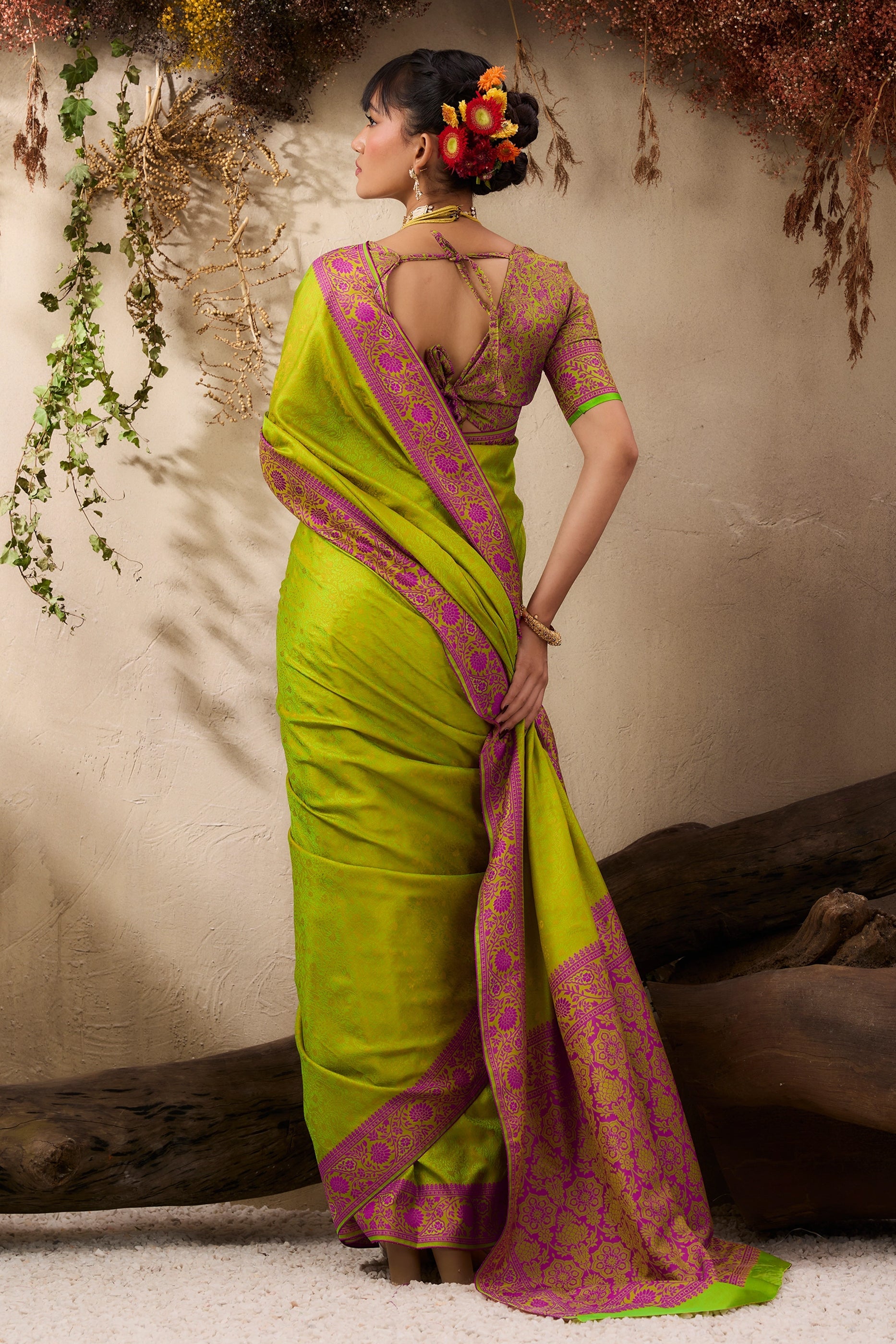 Lime Green Woven Kanjivaram Silk Saree-SAR11181_5_SareeButa.com
